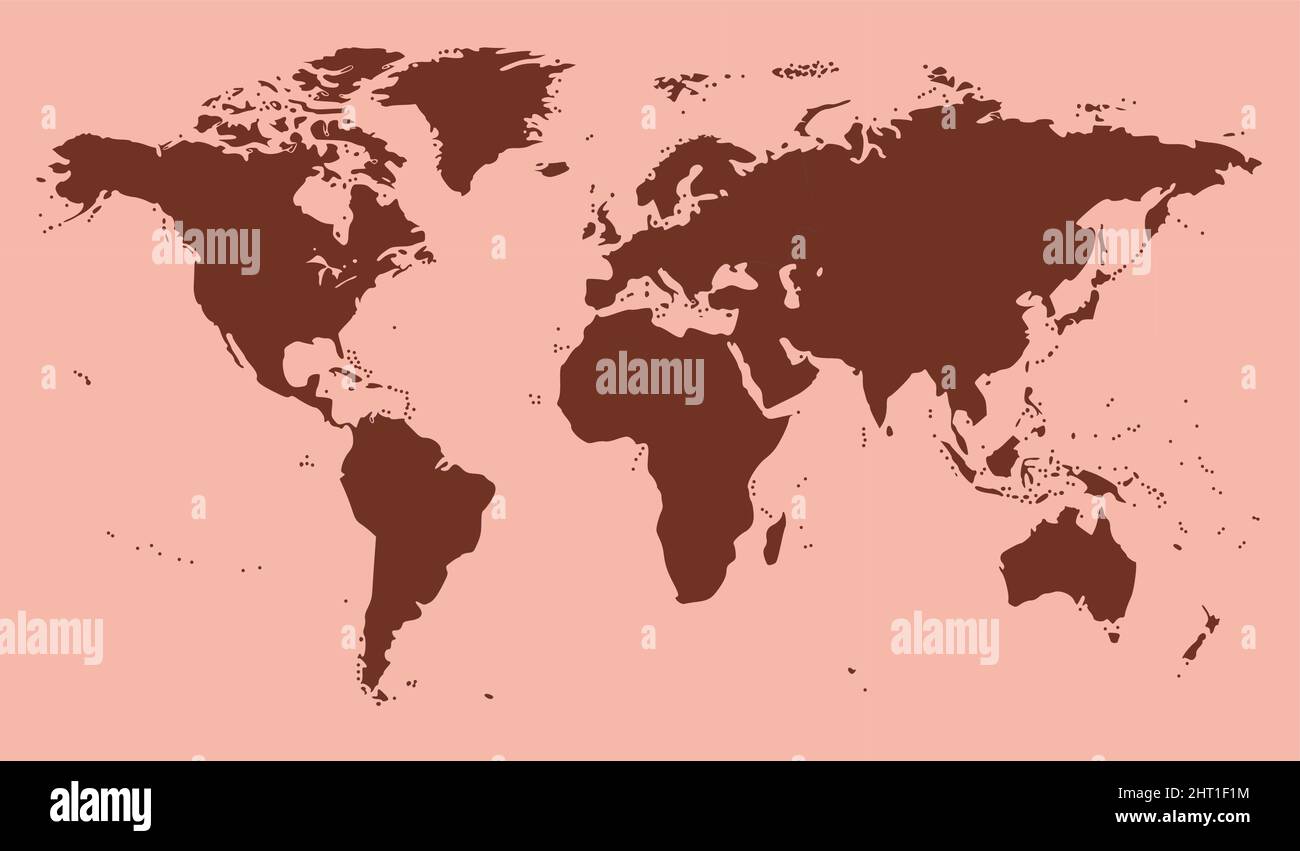 Mapa del Mundo sobre fondo rojo. Ilustración vectorial. Ilustración del Vector