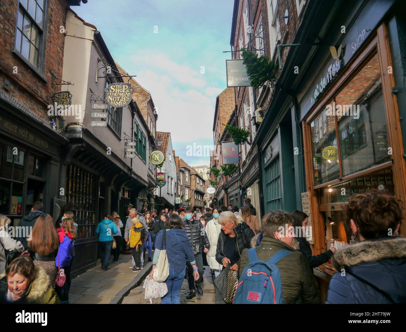 Multitudes en los shambles, York, Inglaterra Foto de stock