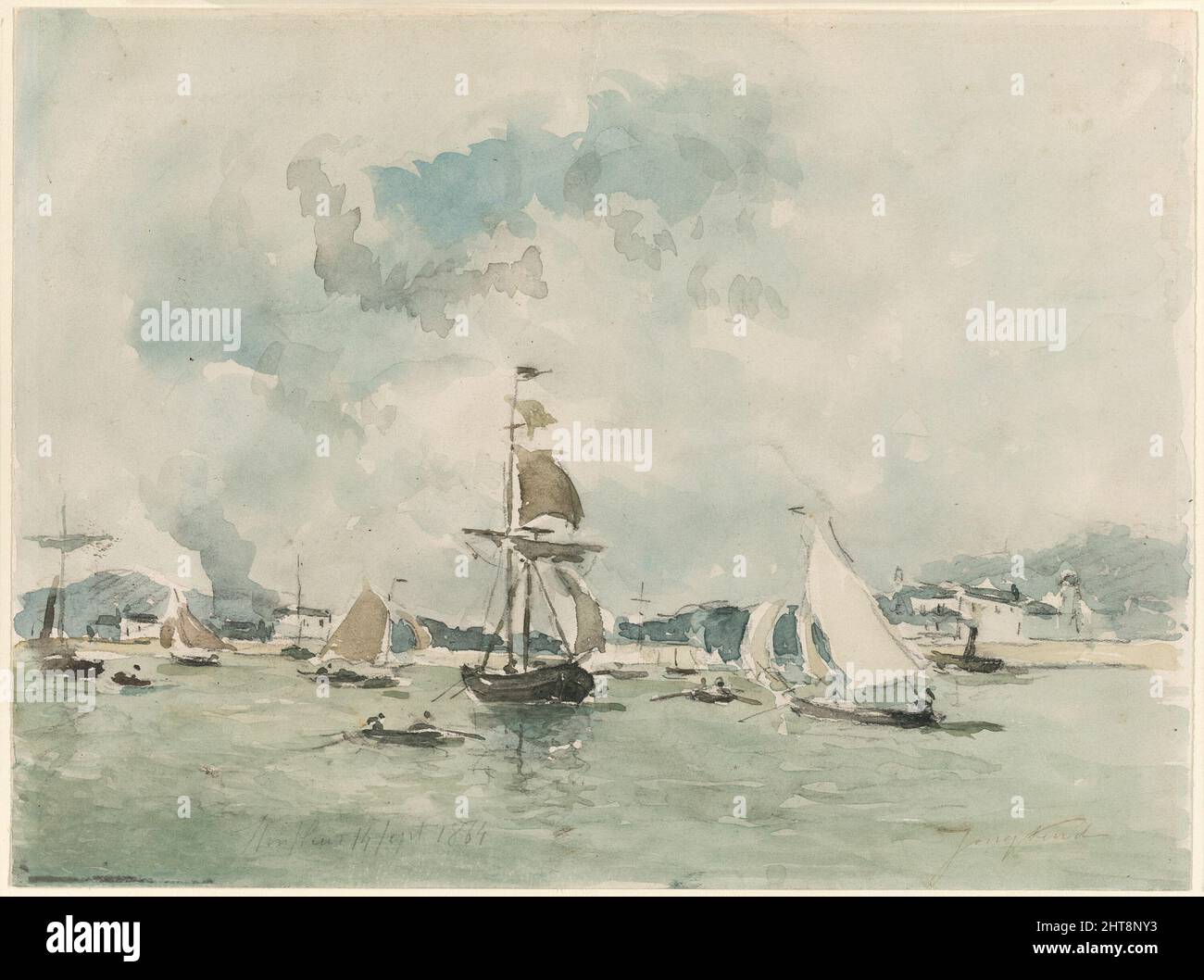 El Puerto de Honfleur, 14 de septiembre de 1864. Foto de stock