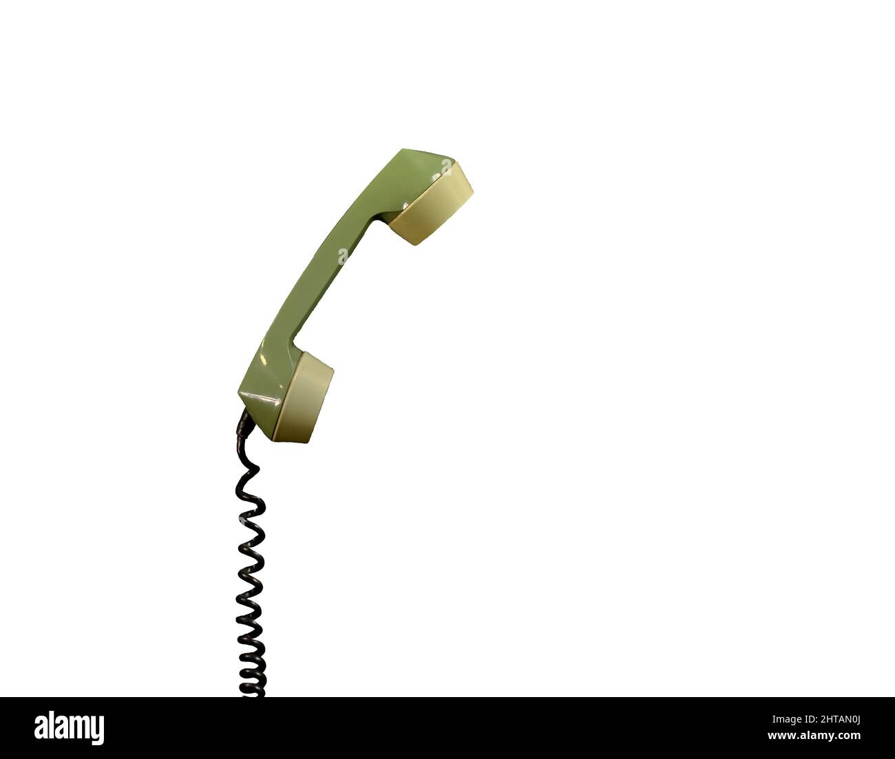el receptor de teléfono de un antiguo teléfono retro. aislado sobre fondo blanco Foto de stock