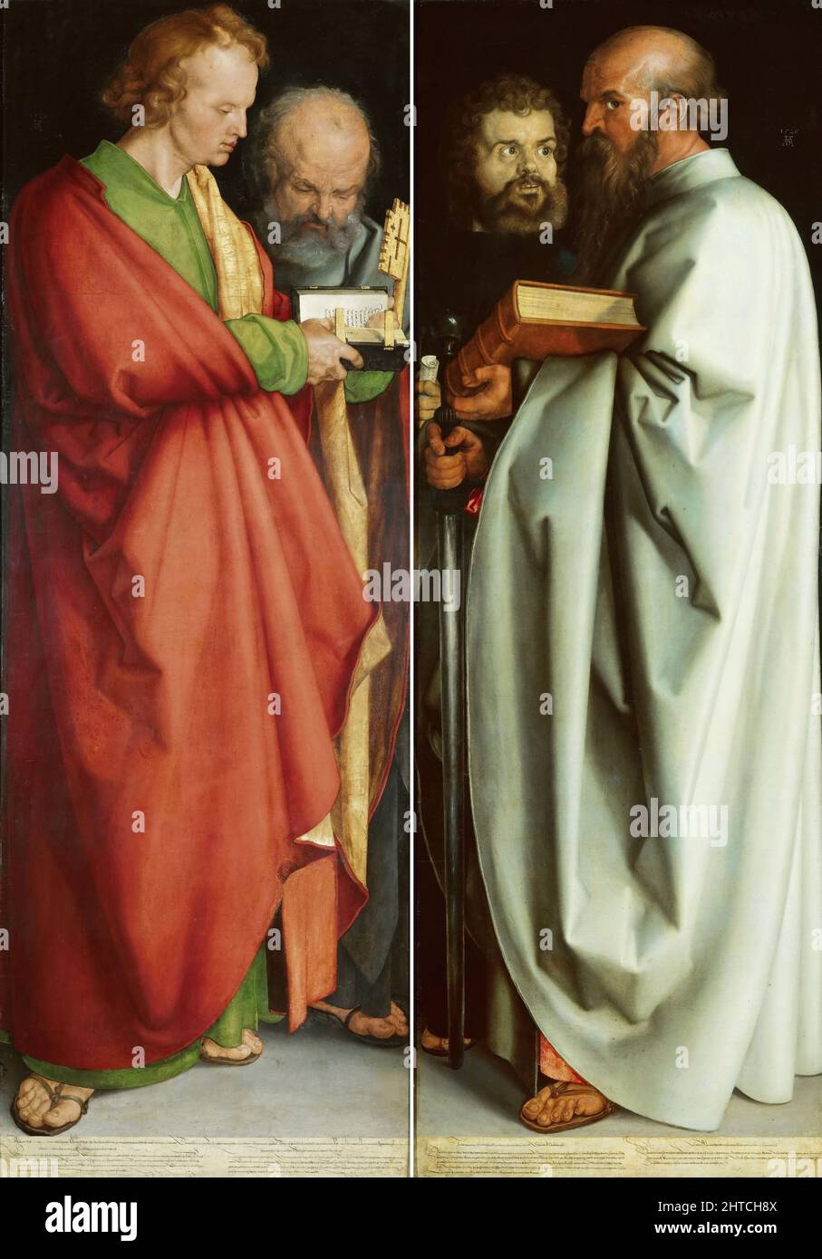Los Cuatro Apóstoles, 1526. Se encuentra en la Colección del Alte Pinakothek, Munich. Foto de stock