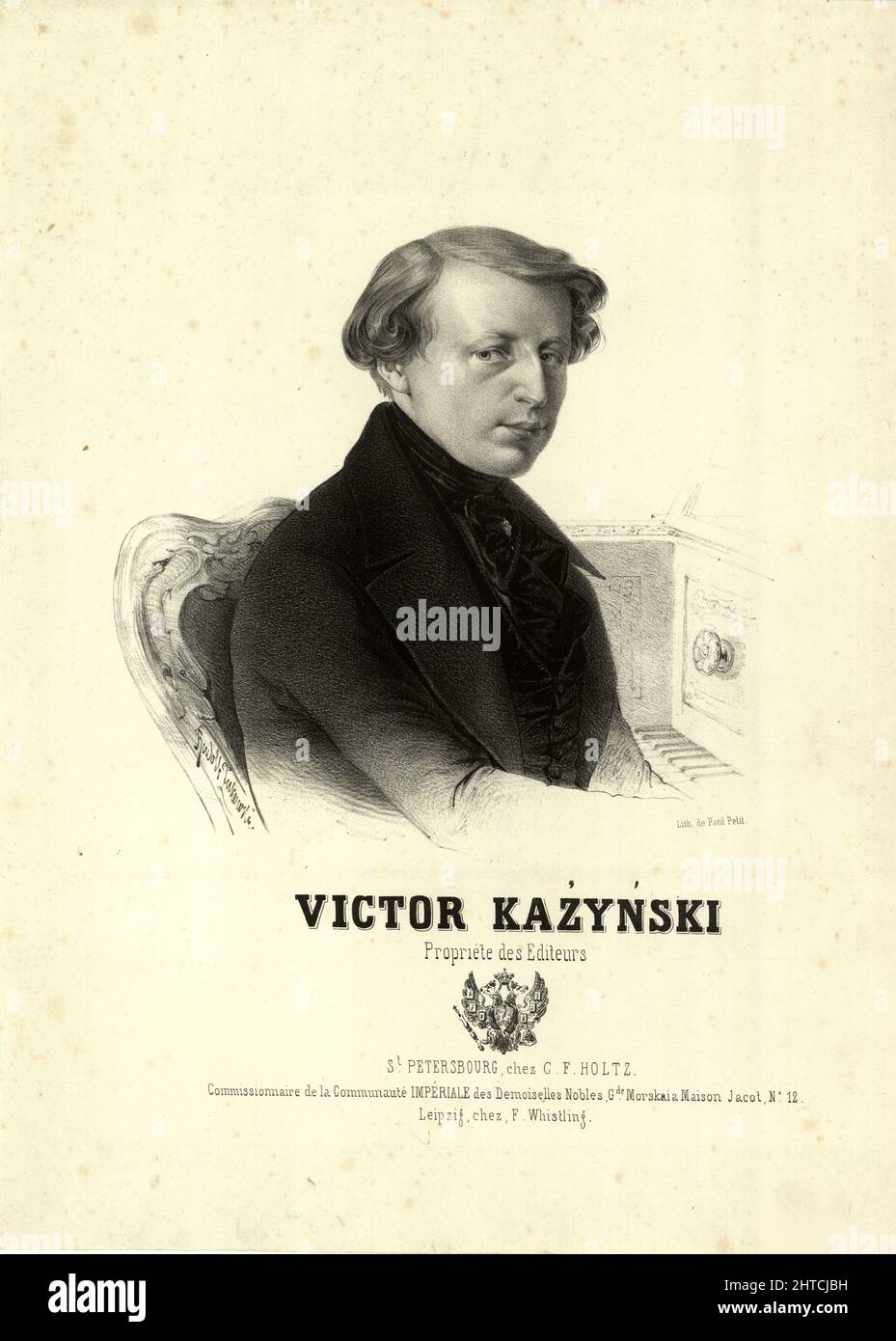 Retrato del compositor Wiktor Kazynski (1812-1867). Colección privada. Foto de stock
