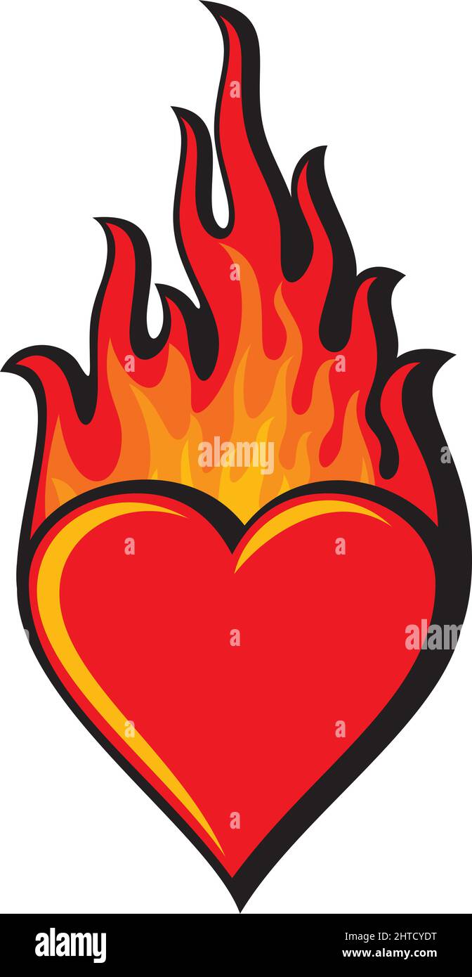Ilustración de corazón en vector de llama Ilustración del Vector