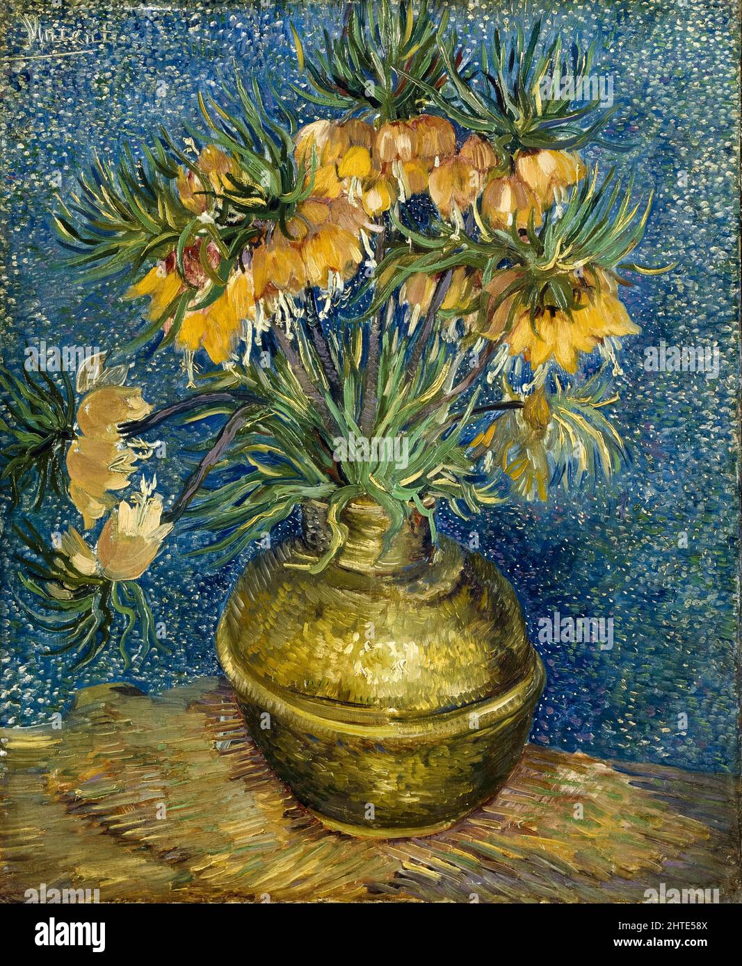 Vincent van Gogh, fritlarias imperiales en una jarrón de cobre, pintura fija, óleo sobre lienzo, 1887 Foto de stock