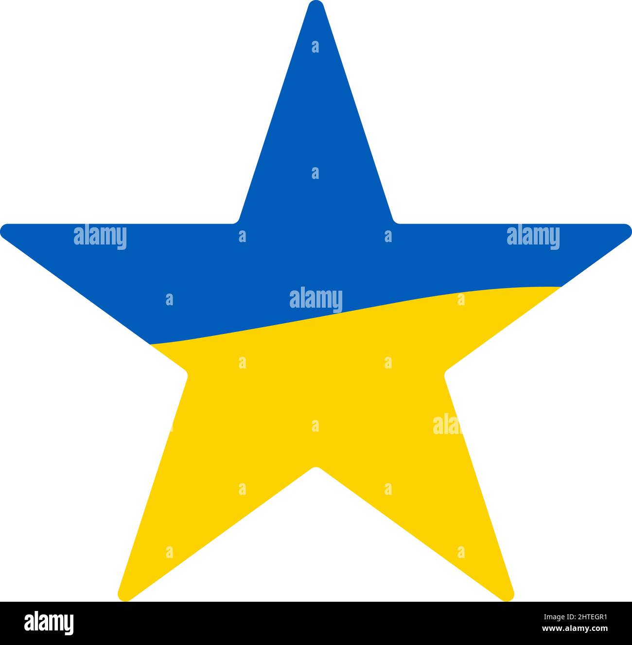 Icono de bandera azul amarilla con forma de estrella. Ondeando en el viento. Resumen bandera ondeando ucrania. Estilo de corte de papel. Vector símbolo ucraniano.-SupplementalCa Ilustración del Vector