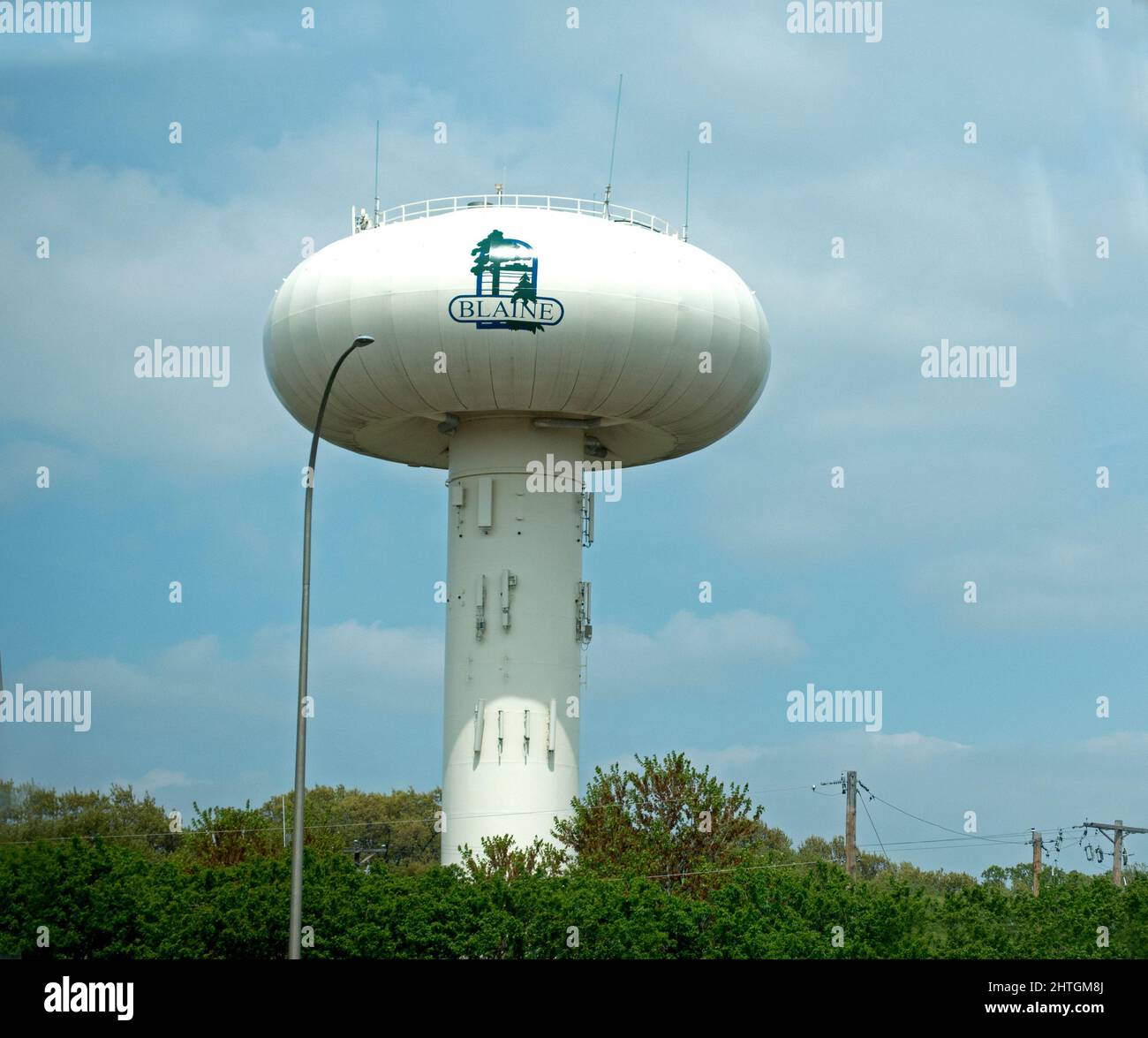 Blaine torre de agua que identifica el área. Blaine Minnesota MN Estados Unidos Foto de stock