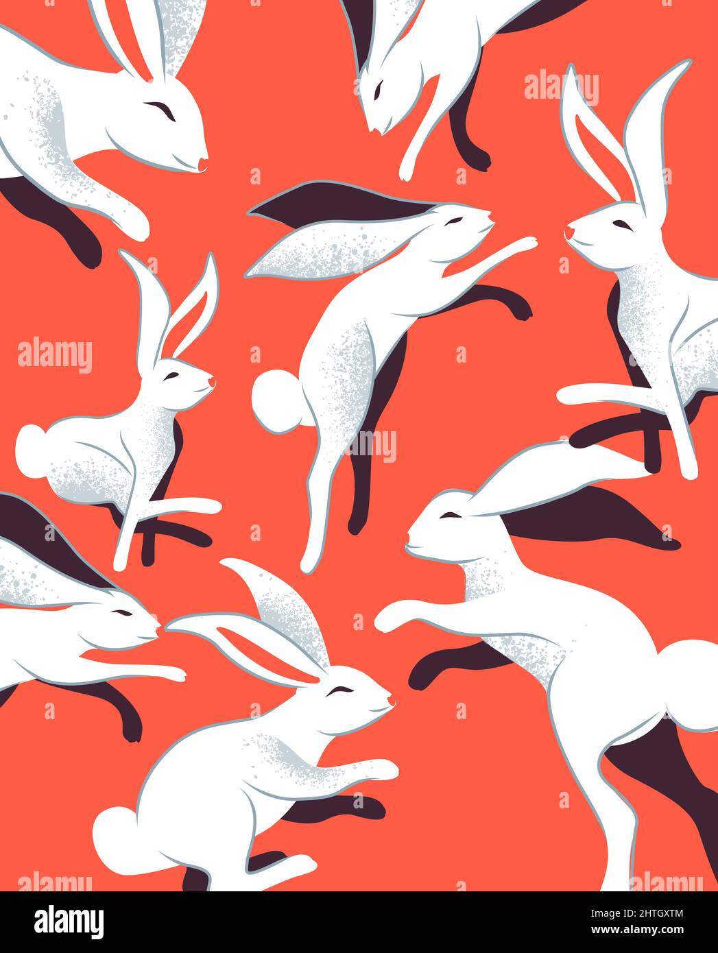 Una colección de conejos saltando lindos. Pascua decoración celebraciones ilustración vectorial. Ilustración del Vector