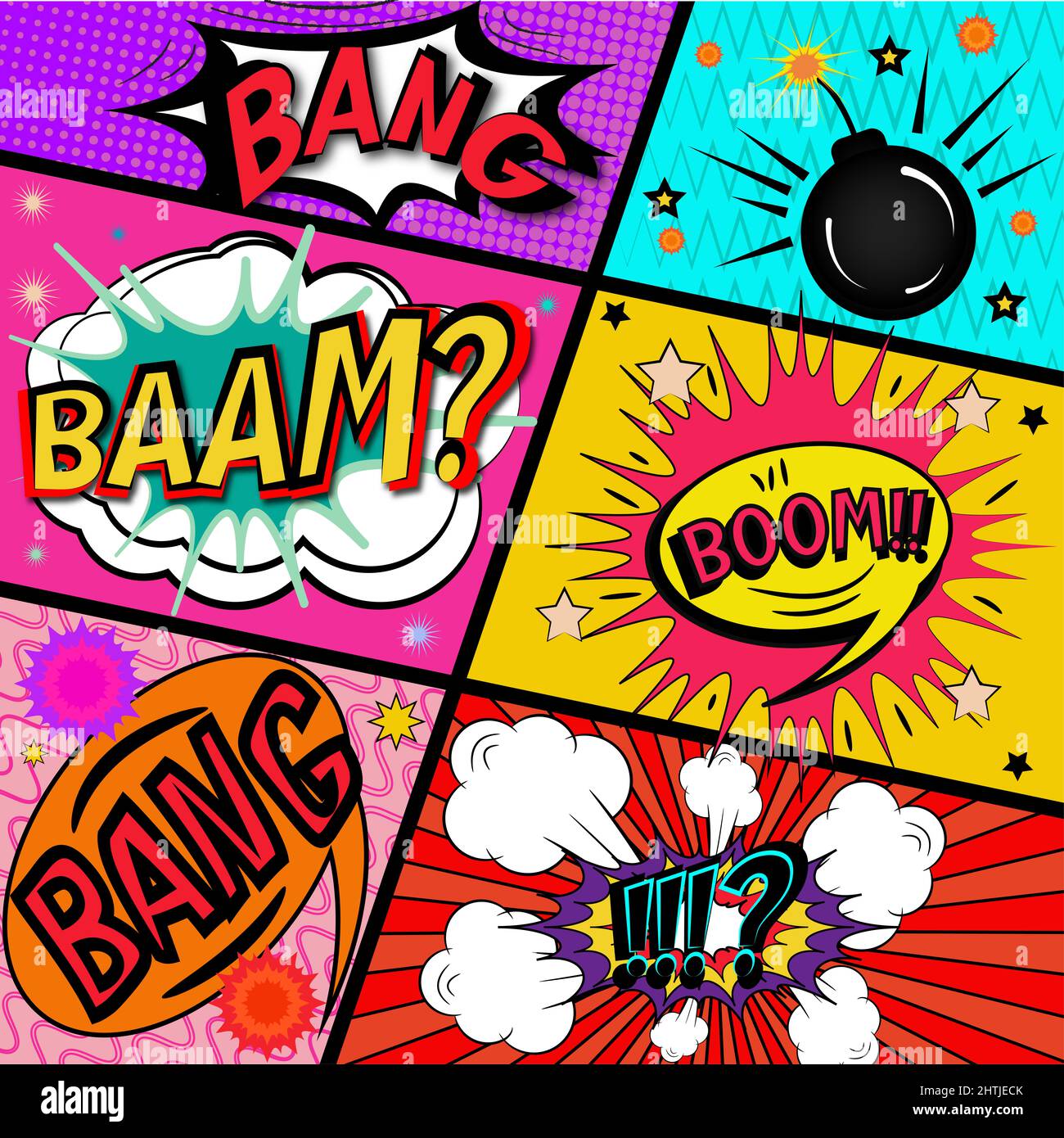 Conjunto de efectos de sonido pop art para cómics. Paquete de globos de  discurso de arte pop para cómics Fotografía de stock - Alamy