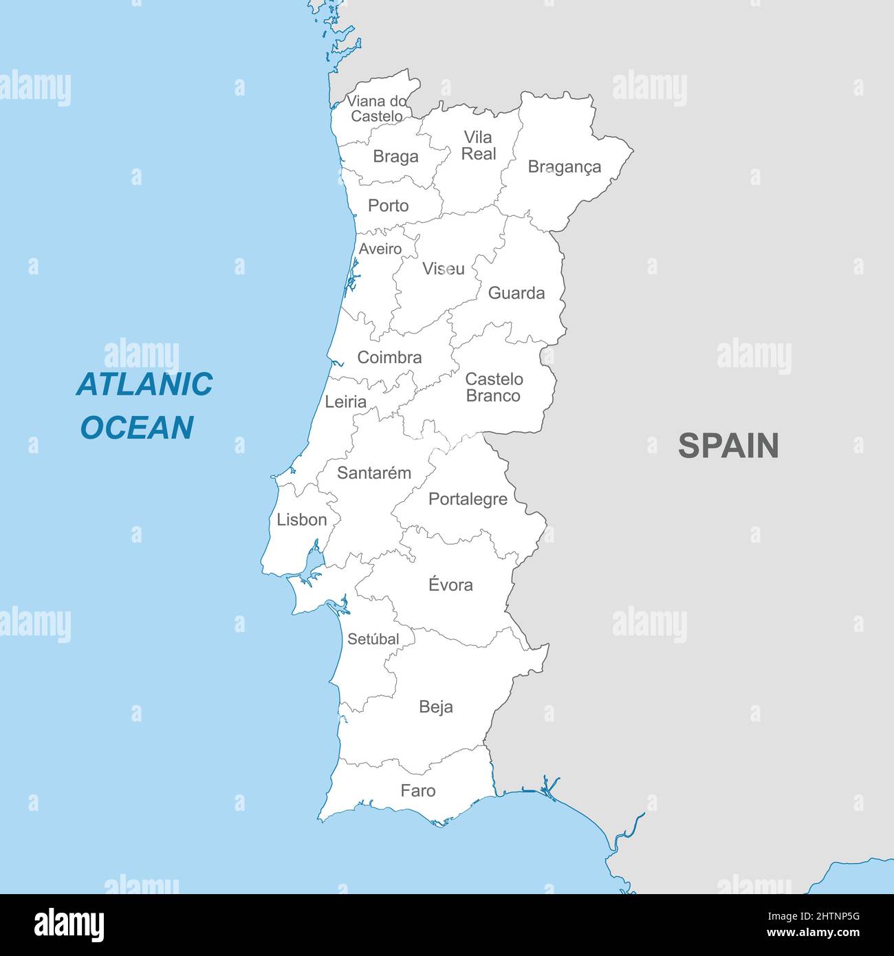 Mapa Político De Portugal Con Fronteras Con Regiones Y Países Imagen Vector De Stock Alamy 2654