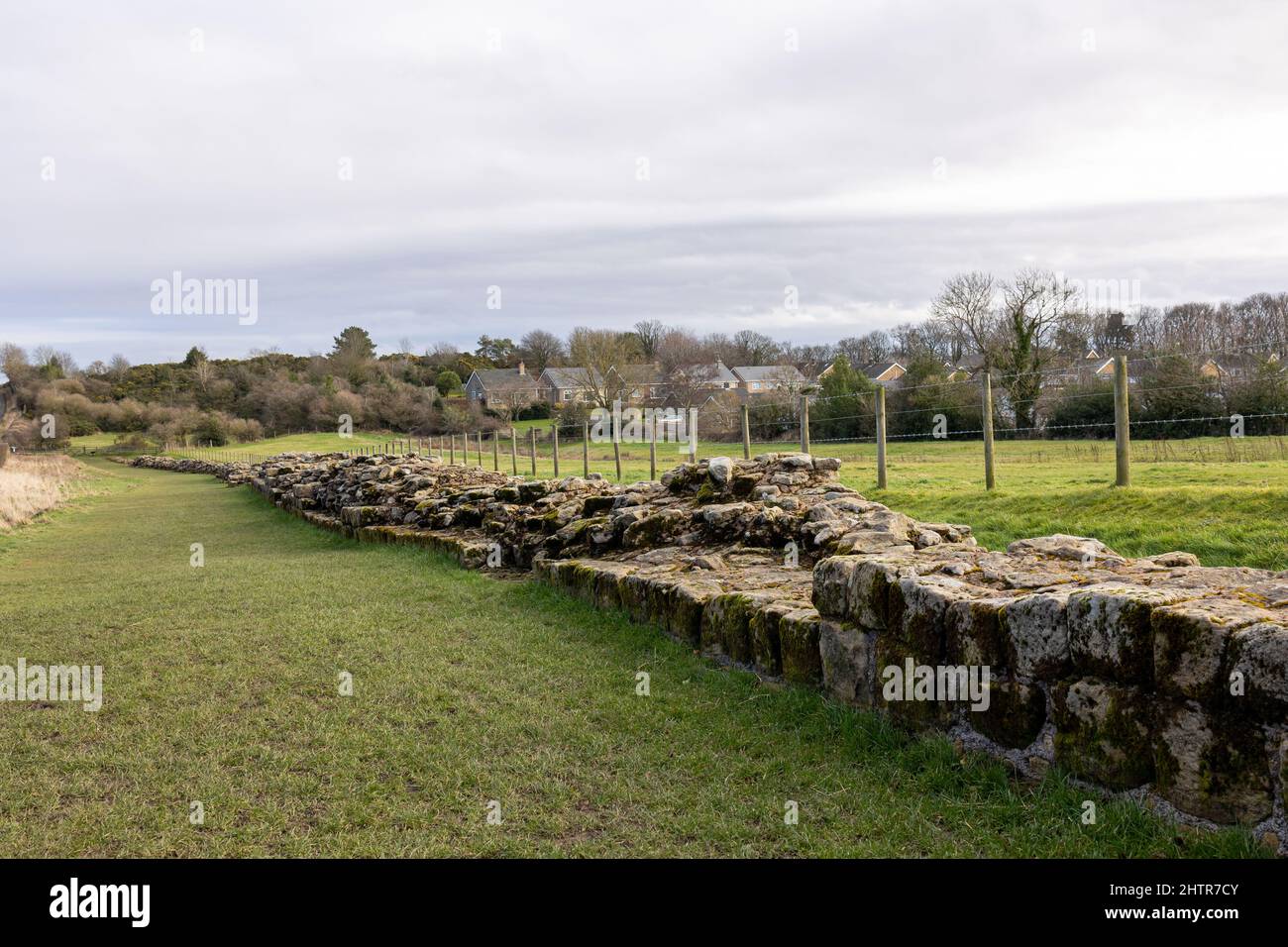 Heddon on the Wall, England: 8th Feb 2022: Hadrian Wall (no hay gente) en el noreste de Inglaterra en un soleado día de invierno Foto de stock