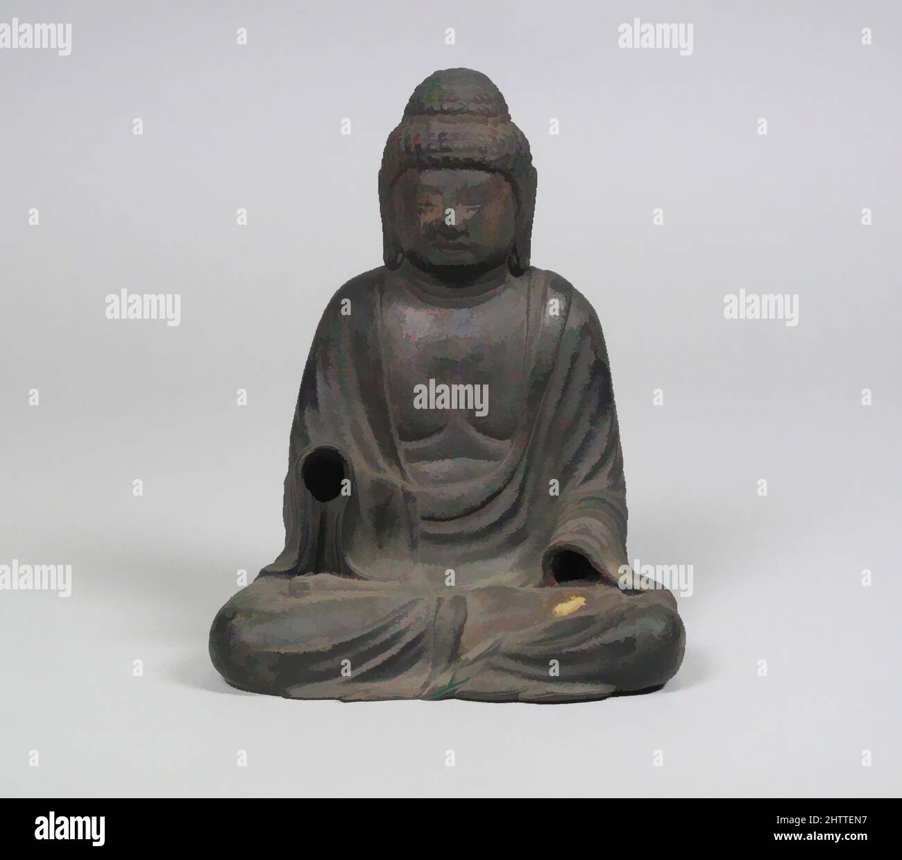 10.5cm piedra aspecto y Plata Buda de oración para Jardines Zen