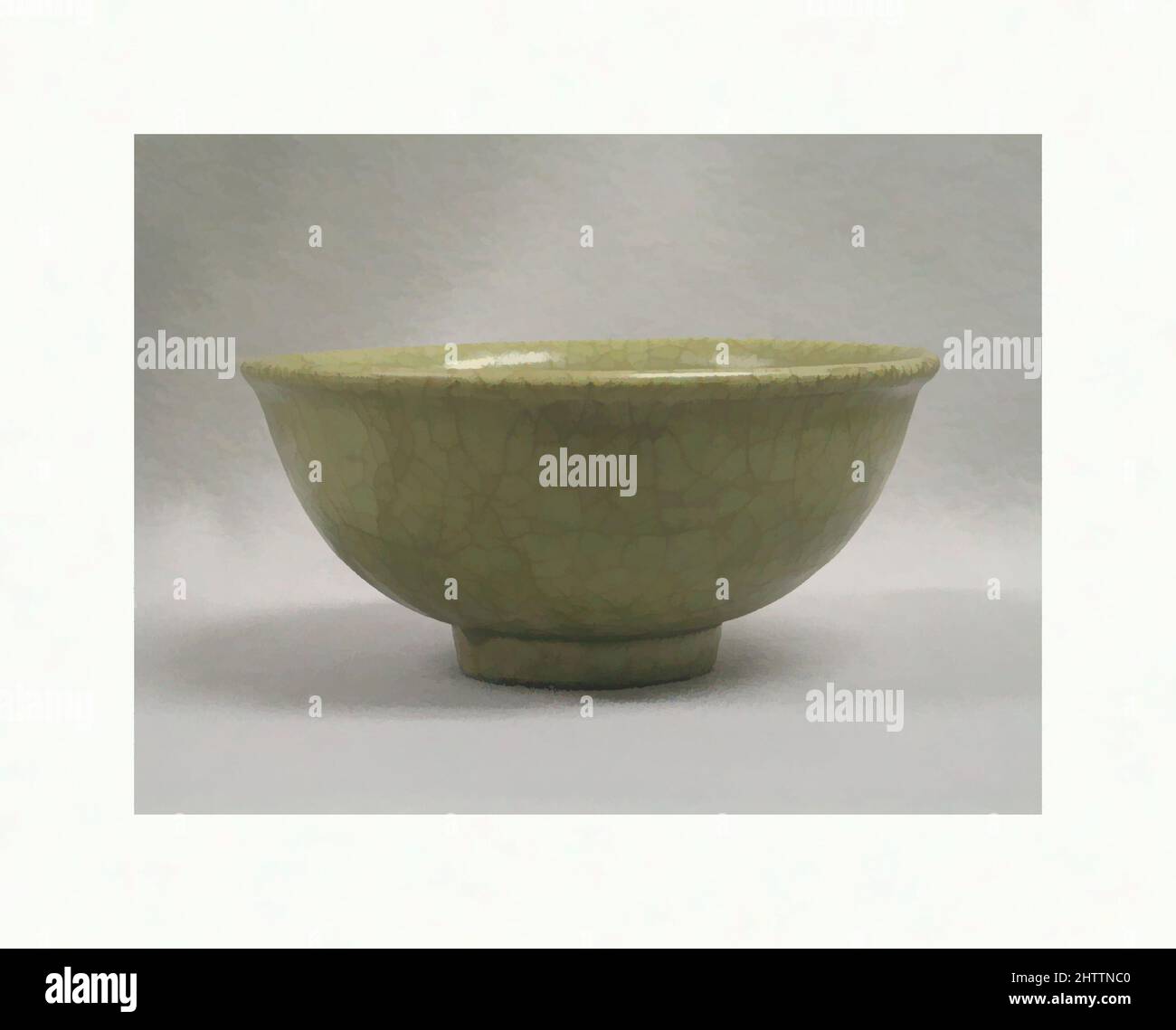 Arte inspirado en Bowl, dinastía Ming (1368–1644), China, cerámica  (artículos de Longquan?), H. 3 1/4 in. (8,3 cm); An. 7 1/8 pulg. (18,1 cm),  Cerámica, Obras clásicas modernizadas por Artótop con un