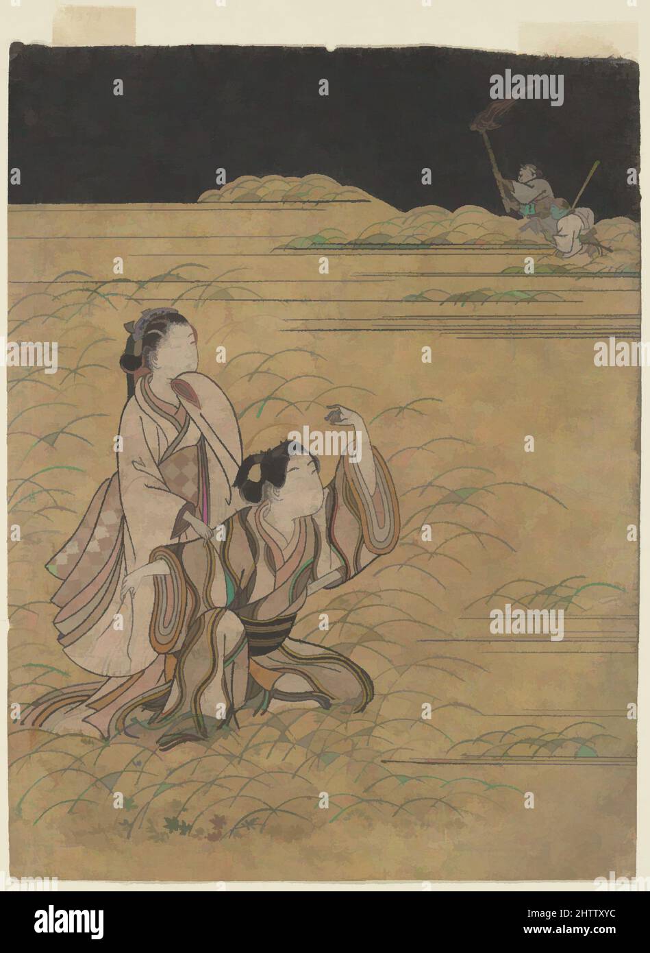 Arte inspirado por Elopers en Musashino, Edo Period (1615–1868), Japón, estampado de bloques de madera policromada; tinta y color sobre papel, imagen: 10 x 7 5/8 pulg. (25,4 x 19,4 cm), Impresiones, Suikōdō sakei (japonés, ca. 1764), en este episodio de los Cuentos de Ise, el infatigable joven héroe de la, obras clásicas modernizadas por Artótop con un toque de modernidad. Formas, color y valor, atractivo impacto visual en el arte Emociones a través de la libertad de las obras de arte de una manera contemporánea. Un mensaje atemporal que busca una nueva dirección totalmente creativa. Artistas que se están volviendo al medio digital y creando el Artotop NFT Foto de stock