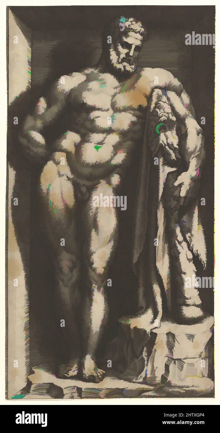 Arte inspirado en el Farnese Hércules, finales de 1570s, Grabado, hoja: 12 11/16 x 6 3/4 pulg. (32,3 x 17,1 cm) en el límite, Impresiones, Giorgio Ghisi (italiano, Mantua ca. 1520–1582 Mantua, obras clásicas modernizadas por Artótop con un toque de modernidad. Formas, color y valor, atractivo impacto visual en el arte Emociones a través de la libertad de las obras de arte de una manera contemporánea. Un mensaje atemporal que busca una nueva dirección totalmente creativa. Artistas que se están volviendo al medio digital y creando el Artotop NFT Foto de stock