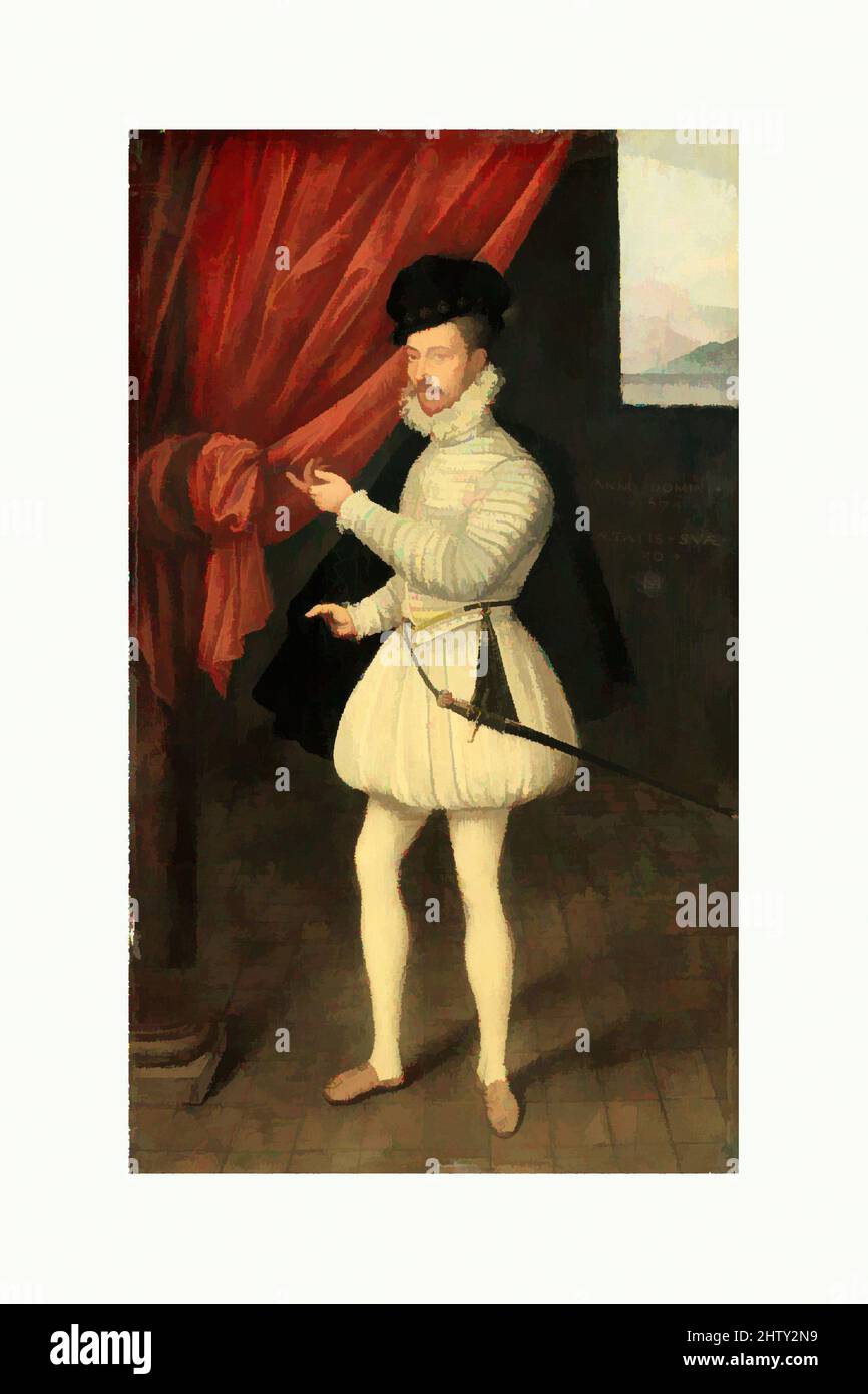 Arte inspirado en el retrato de un hombre en blanco, 1574, aceite sobre madera, 16 1/8 x 9 1/2 pulg. (41 x 24,1 cm), Pinturas, Monogrammista LAM (Francés, activo 1568–74, Obras clásicas modernizadas por Artotop con un toque de modernidad. Formas, color y valor, atractivo impacto visual en el arte Emociones a través de la libertad de las obras de arte de una manera contemporánea. Un mensaje atemporal que busca una nueva dirección totalmente creativa. Artistas que se están volviendo al medio digital y creando el Artotop NFT Foto de stock