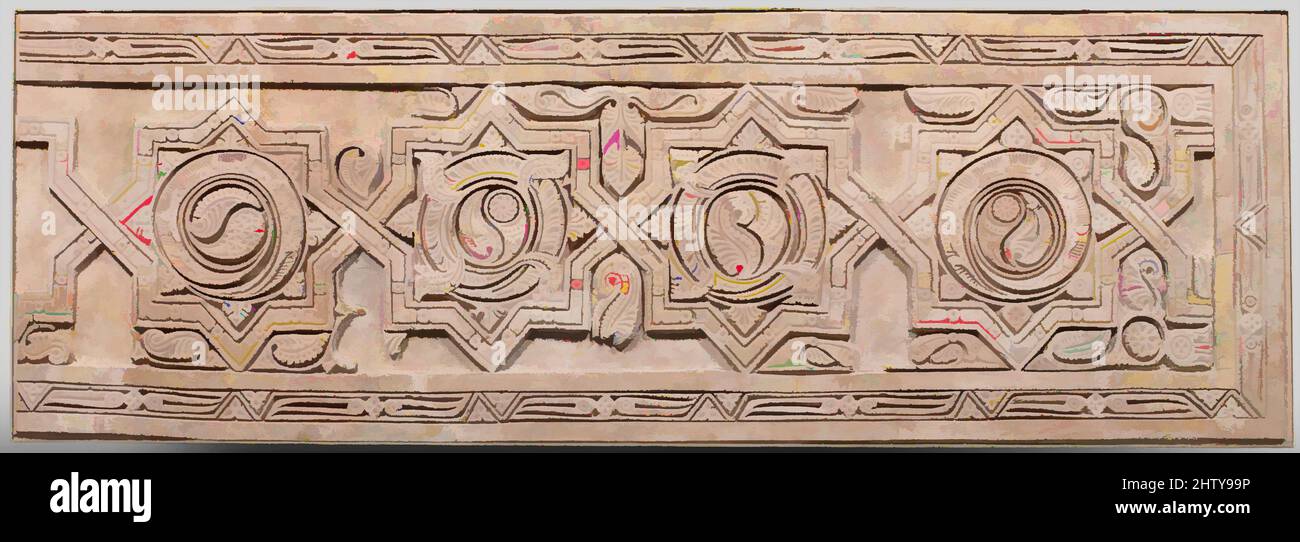 Arte inspirado por Dado Panel, siglo 10th, excavado en Irán, Nishapur,  Stucco; Tallado, con algunos elementos de yeso fundido, H. 36 1/2 in. (92,7  cm), Estuco, Obras clásicas modernizadas por Artótop con