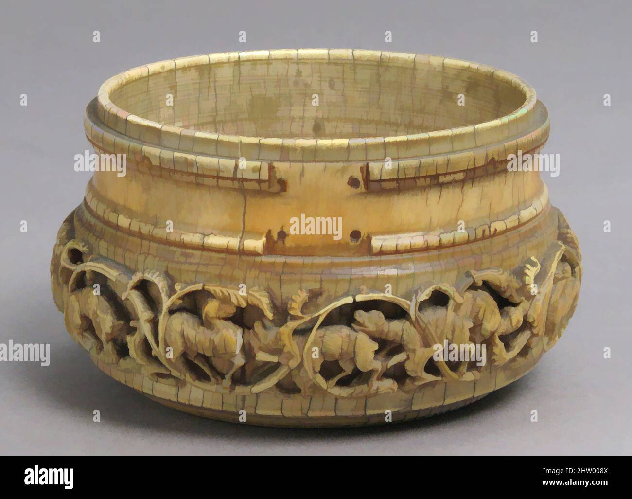 Arte inspirado en pyx, siglo 16th o anterior, italiano, marfil, en general: 2 5/8 x 4 3/4 pulg. (6,7 x 12,1 cm), Ivories, Obras clásicas modernizadas por Artotop con un toque de modernidad. Formas, color y valor, atractivo impacto visual en el arte Emociones a través de la libertad de las obras de arte de una manera contemporánea. Un mensaje atemporal que busca una nueva dirección totalmente creativa. Artistas que se están volviendo al medio digital y creando el Artotop NFT Foto de stock