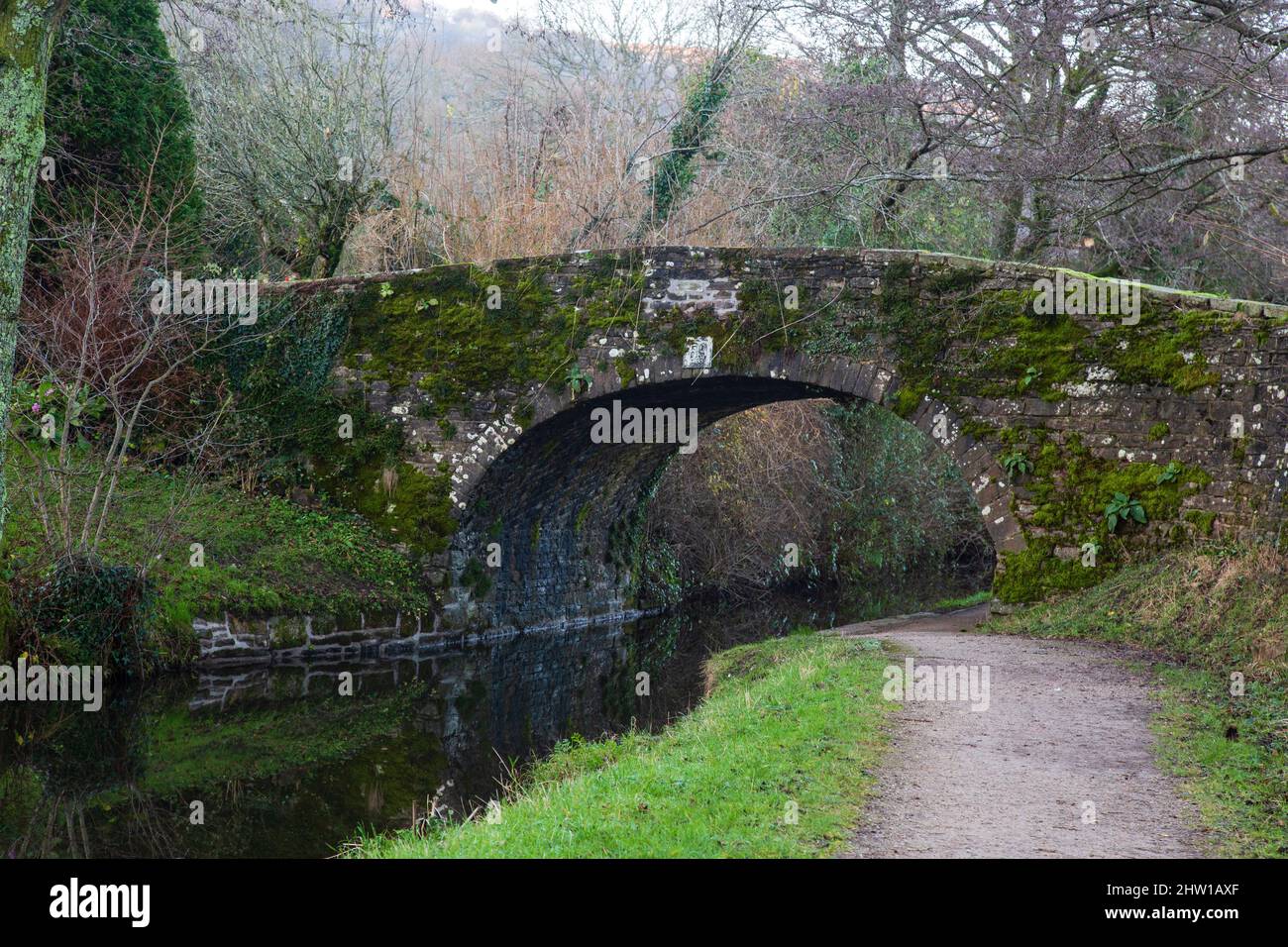 Puente número 59, Moncouthshire y Brecon Canal, Moncouthshire. Foto de stock
