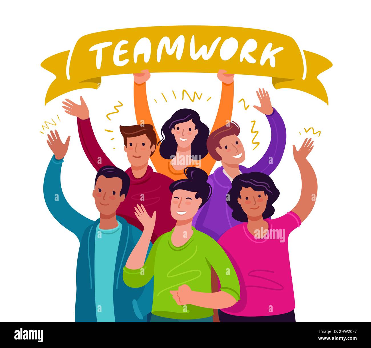 Grupo de personas trabajando juntas. Dibujos animados del equipo de  negocios. Ilustración vectorial de trabajo en equipo Imagen Vector de stock  - Alamy