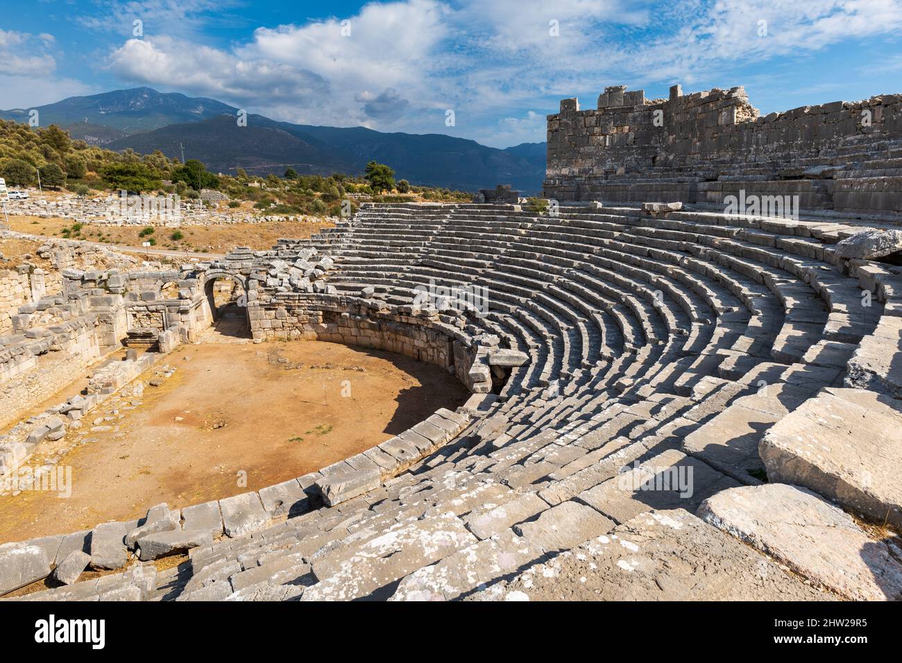 Yacimiento arqueológico de Xanthos en Turquía. Xanthos, que fue la capital de la antigua Lycia y está en la lista de Patrimonio de la Humanidad de la UNESCO. Foto de stock