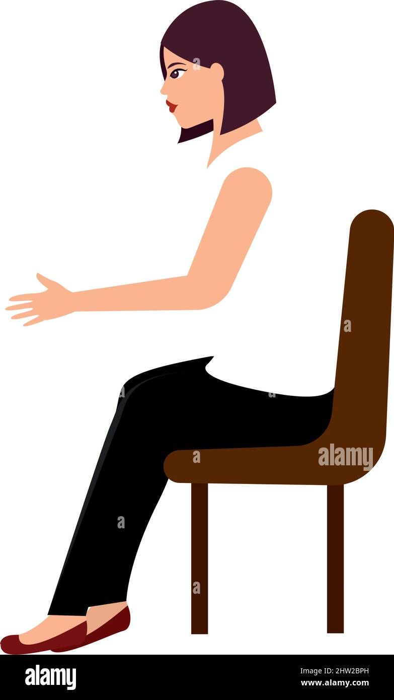 Dibujo animado de una mujer aislada sentada en una silla Ilustración de Vector Imagen Vector de stock - Alamy Dibujo animado de una mujer aislada sentada en una silla Ilustración de Vector Imagen Vector de stock - Alamy