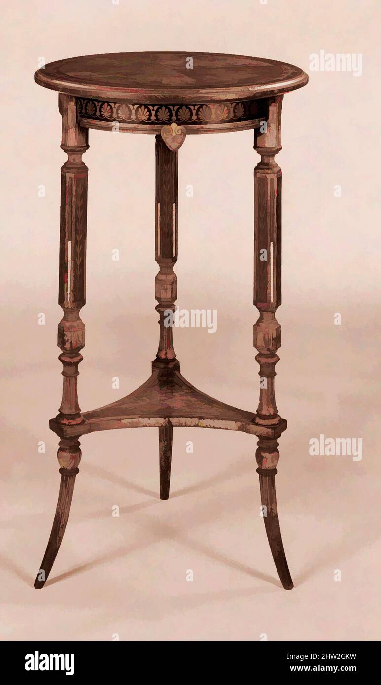 Arte inspirado por la Mesa, 1870–75, hecho en Nueva York, Nueva York, Estados Unidos, América, Madera, H. 36 pulg. (91,4 cm); Diám. 20 pulg. (50,8 cm), Muebles, atribuidos a Herter Brothers (alemán, activo Nueva York, 1864–1906, obras clásicas modernizadas por Artotop con un toque de modernidad. Formas, color y valor, atractivo impacto visual en el arte Emociones a través de la libertad de las obras de arte de una manera contemporánea. Un mensaje atemporal que busca una nueva dirección totalmente creativa. Artistas que se están volviendo al medio digital y creando el Artotop NFT Foto de stock