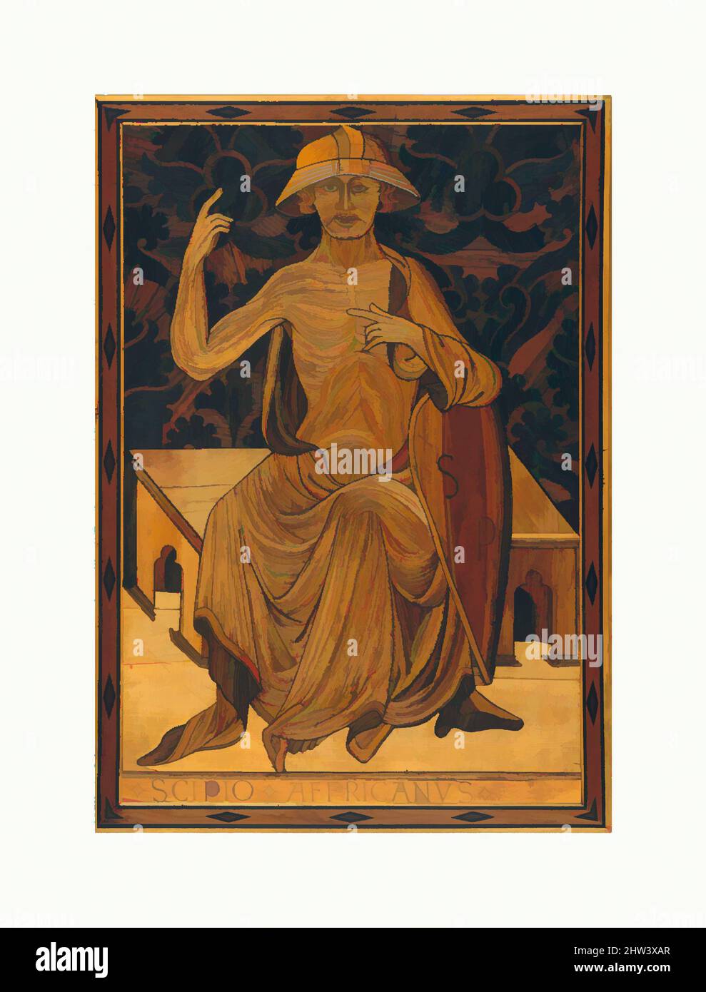Arte inspirado en Scipio Africanus, ca. 1425–30, italiano, siena, álamo, roble y demás incrustaciones de madera, palisandro, estaño, hueso, trazas de coloración verde, 24-3/16 x 17-1/8 pulg. (61,5 x 43,3 cm.), Woodwork, Mattia di Nanni di Stefano (1403–1433), este panel fue parte del banco de intarsia hecho, obras clásicas modernizadas por Artótop con un toque de modernidad. Formas, color y valor, atractivo impacto visual en el arte Emociones a través de la libertad de las obras de arte de una manera contemporánea. Un mensaje atemporal que busca una nueva dirección totalmente creativa. Artistas que se están volviendo al medio digital y creando el Artotop NFT Foto de stock