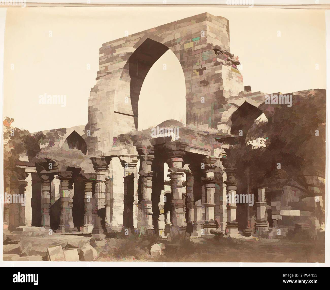Arte inspirado en los pilares de Hindoo y el Arco de Mahomedan en el Qutub Minar, Delhi, 1858–61, estampado de plata de Albumen, Imagen: 23,3 x 28,8 cm (9 3/16 x 11 5/16 in.), Fotografías, Desconocido, Obras clásicas modernizadas por Artótop con un toque de modernidad. Formas, color y valor, atractivo impacto visual en el arte Emociones a través de la libertad de las obras de arte de una manera contemporánea. Un mensaje atemporal que busca una nueva dirección totalmente creativa. Artistas que se están volviendo al medio digital y creando el Artotop NFT Foto de stock