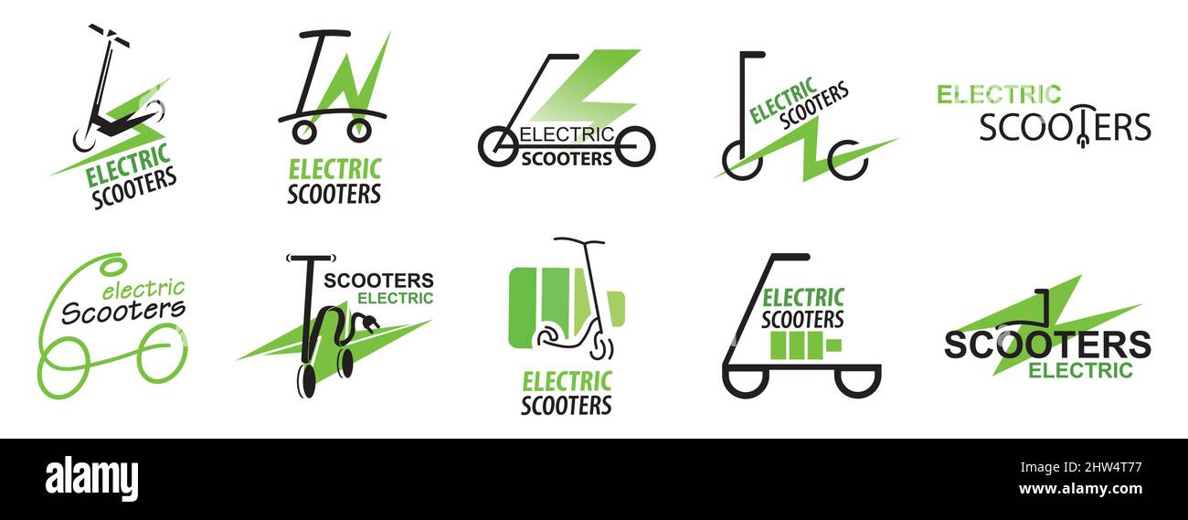 Logotipo vectorial del servicio de alquiler de scooter eléctrico Ilustración del Vector