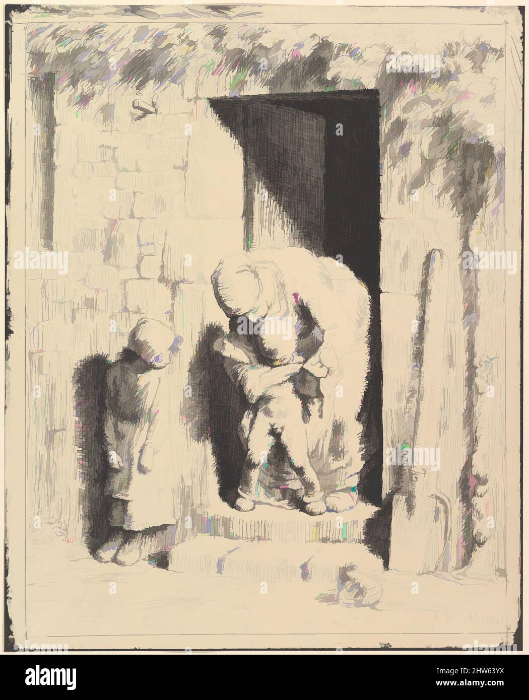 Arte inspirado en el Cuidado Materno, 1862 reimpreso en 1921, Heliograbado en papel de la paloma; Le Garrec edición de 1921, Imagen: 11 1/4 x 8 7/8 pulg. (28,6 x 22,5 cm), Impresiones, Jean-François Millet (Francés, Gruchy 1814–1875 Barbizon, Obras clásicas modernizadas por Artotop con un toque de modernidad. Formas, color y valor, atractivo impacto visual en el arte Emociones a través de la libertad de las obras de arte de una manera contemporánea. Un mensaje atemporal que busca una nueva dirección totalmente creativa. Artistas que se están volviendo al medio digital y creando el Artotop NFT Foto de stock