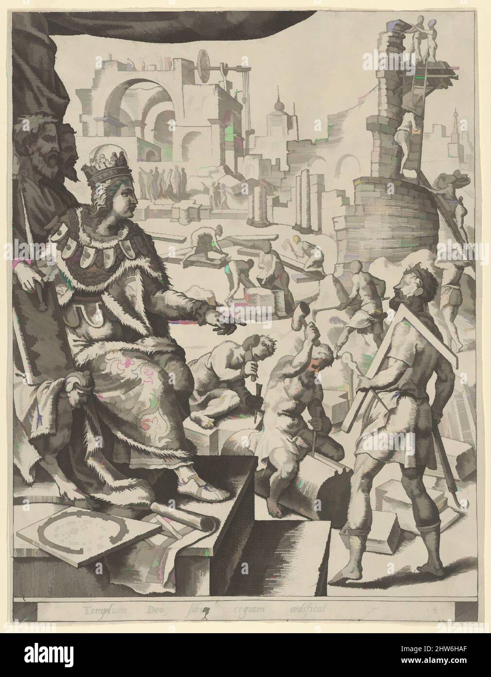 Arte inspirado en la construcción de Salomón El Templo, De la Historia de  Salomón, 1554, Grabado, Hoja: 10 1/8 x 7 7/8 pulg. (25,7 x 20 cm),  Impresiones, después de Maarten van