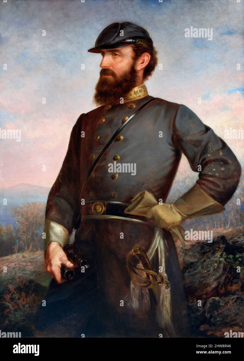 Stonewall Jackson. Retrato del General del Ejército Confederado Thomas Jonathan 'Stonewall' Jackson (1824-1863) por John Adams Elder, óleo sobre lienzo, 1876 Foto de stock