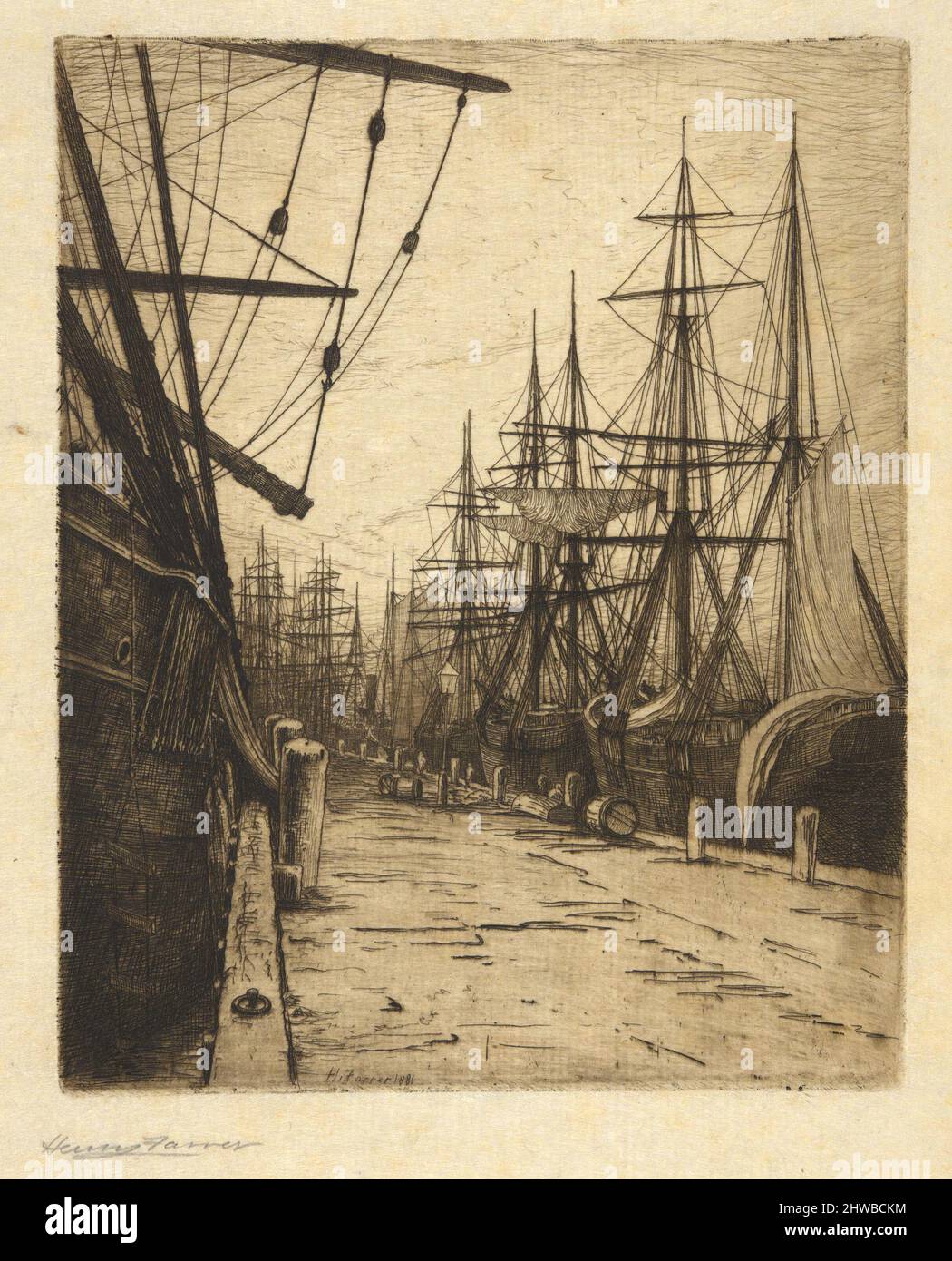 Noche en los muelles atlánticos. Artista: Henry Farrer, norteamericano, 1843–1903 Foto de stock
