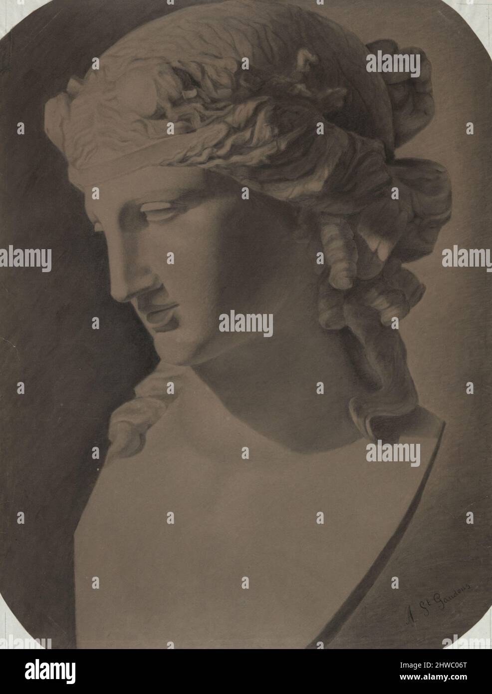 Copia de la escultura clásica (cabeza). Artista: Augustus Saint-Gaudens, norteamericano, nacido en Irlanda, 1848–1907, LL.D. (HON.) 1905 Foto de stock
