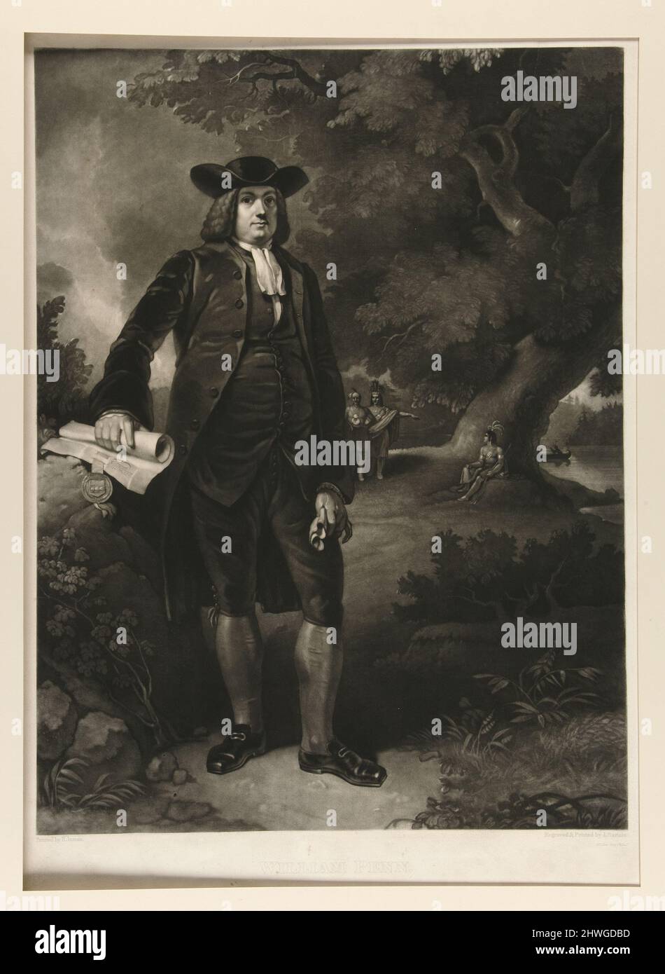 William Penn. Artista: John Sartain, norteamericano, nacido en Gran Bretaña, 1808–1897After: Henry Inman, americano, 1801–1846 Foto de stock