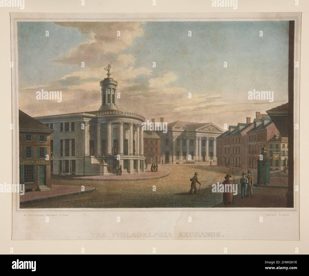 El Philadelphia Exchange. Grabador: John Sartain, norteamericano, nacido Gran Bretaña, 1808–1897After: William Strickland, americano, 1788–1854 Foto de stock