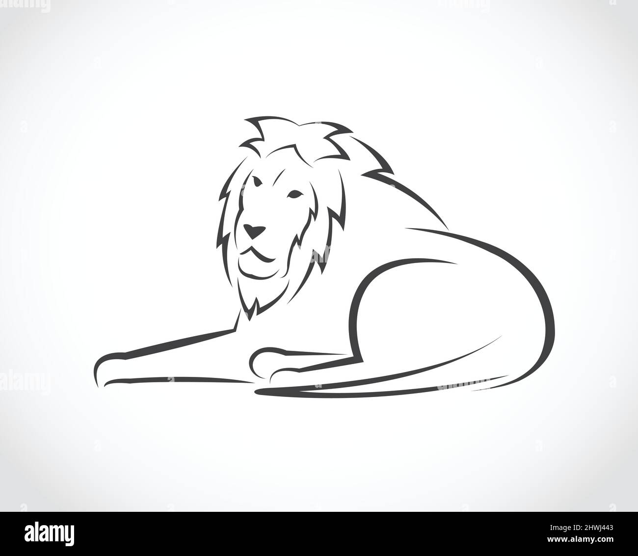 Imagen vectorial de un león sobre fondo blanco. Ilustración de vector en capas fácil de editar. Ilustración del Vector