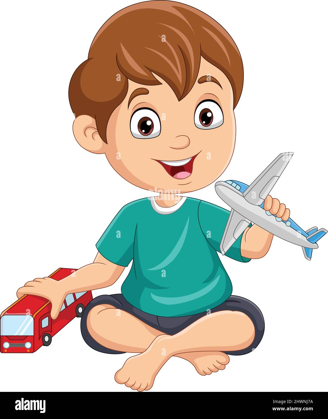 Niño jugando con avión de juguete Imágenes vectoriales de stock - Alamy