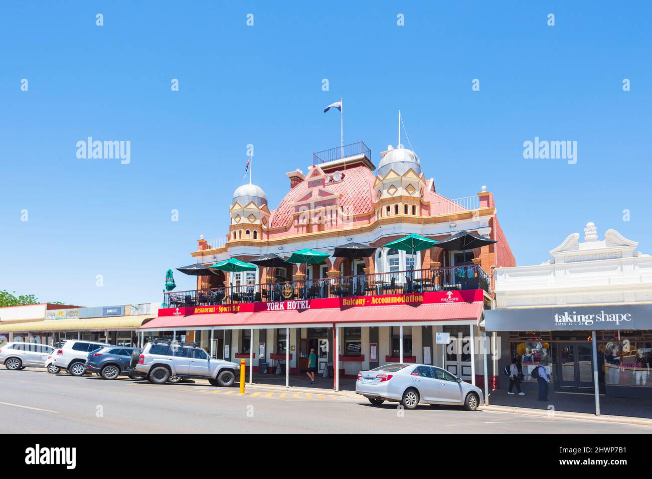 Vista del York Hotel, un edificio del patrimonio en Hannan Street, Kalgoorlie calle principal, Australia Occidental, Australia Occidental Foto de stock