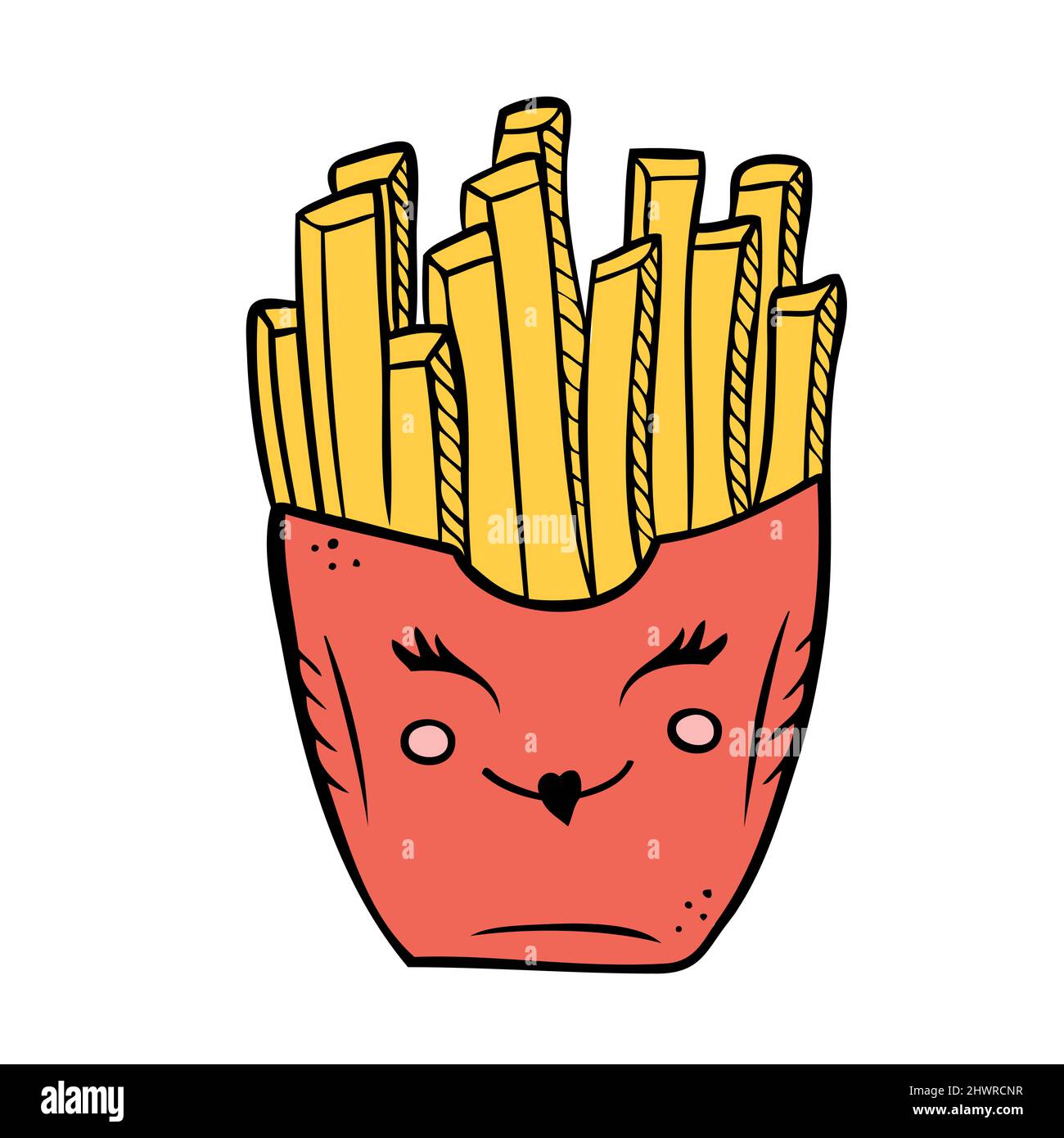 Patatas fritas de comida rápida. Ilustración vectorial en estilo doodle Ilustración del Vector