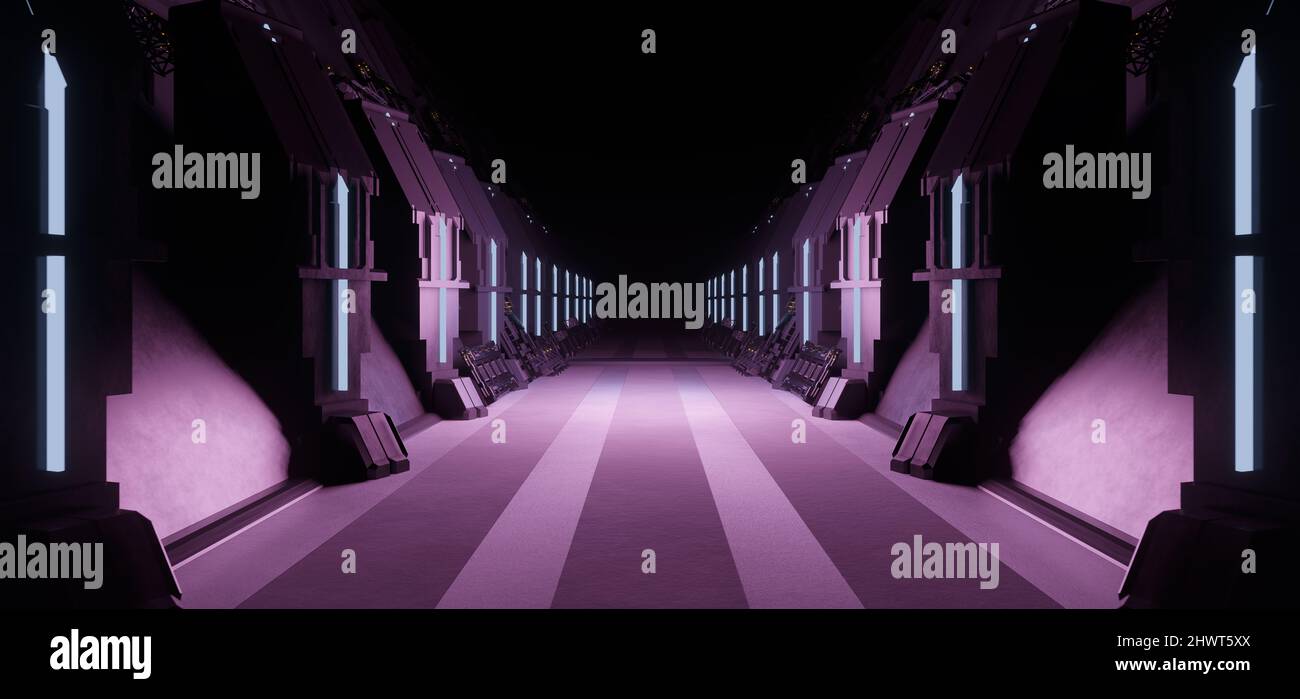 Desconocido Empty Hallway Room Garage Studio Dance Glowing Phantom Charcoal Colors Fondo de pantalla utilizado para los desvelados Foto de stock