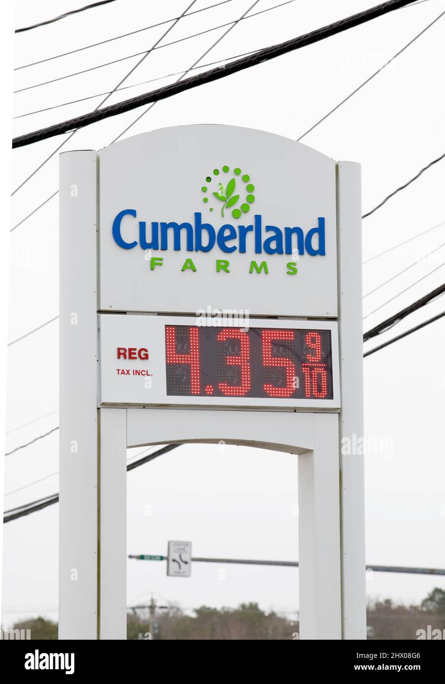 El aumento de los precios de la gasolina se registró en Dennis, Massachusetts, en Cape Cod, EE.UU Foto de stock