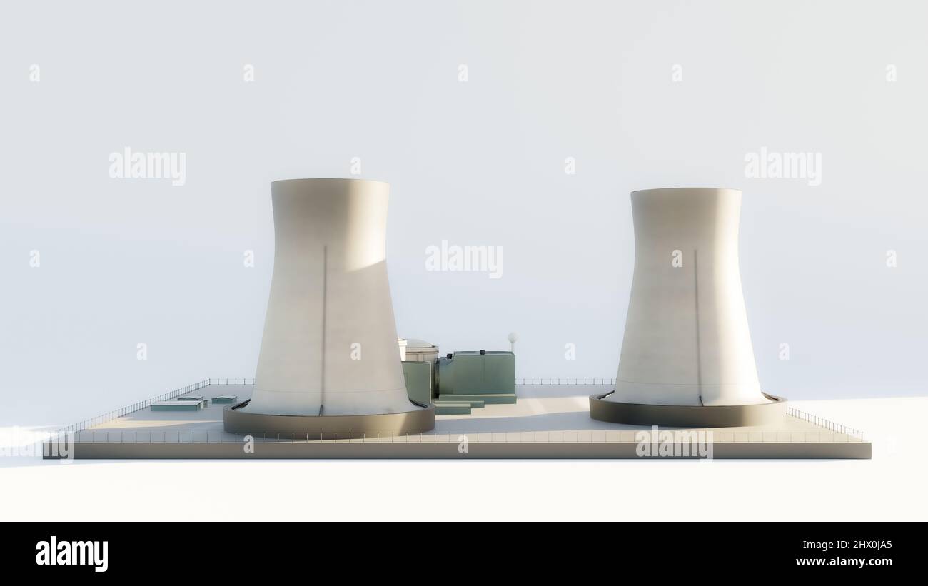 Planta De Energía Nuclear En El Fondo Blanco. Fotos, retratos, imágenes y  fotografía de archivo libres de derecho. Image 62505915