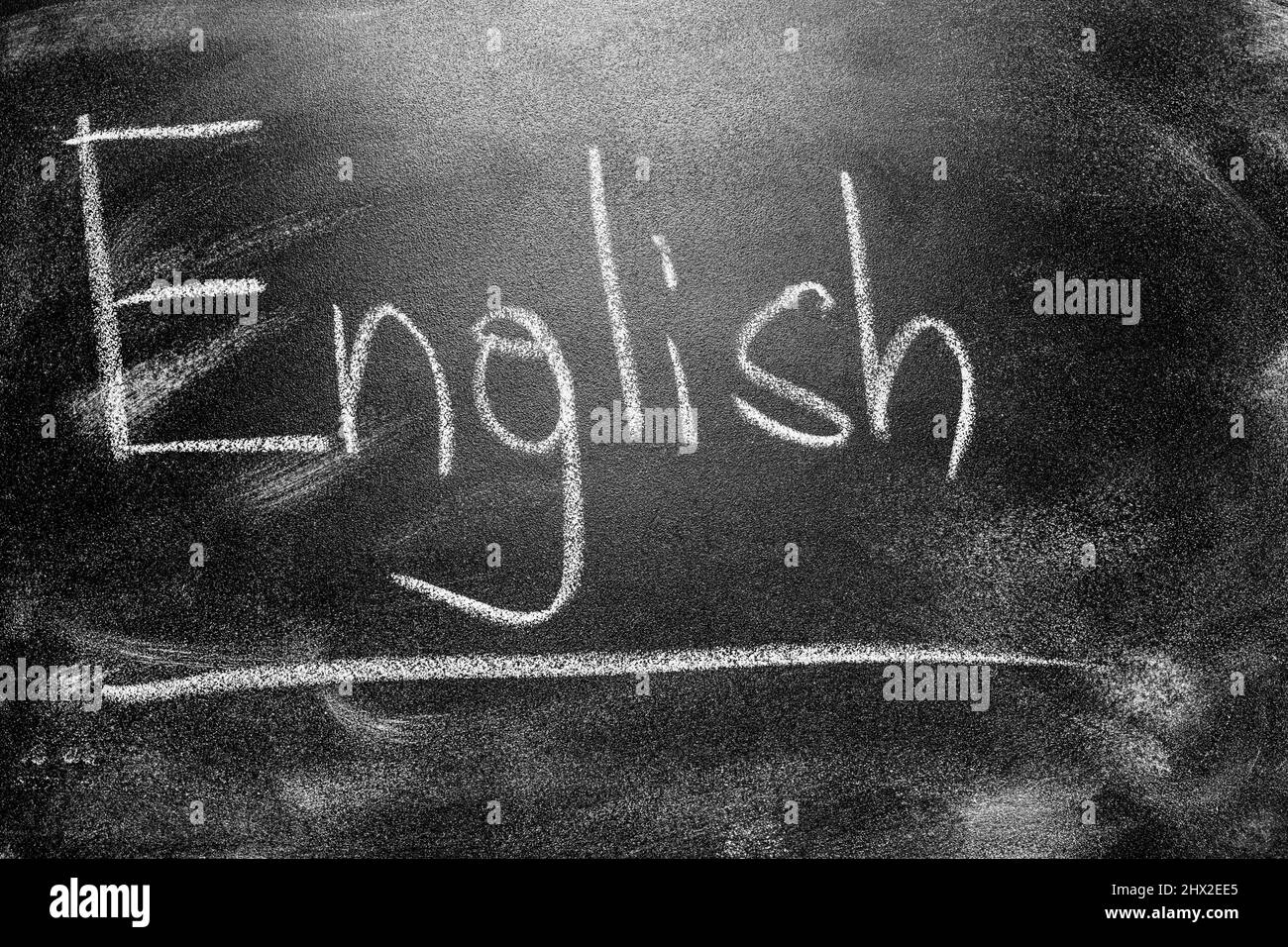 Aprender el idioma: el inglés. Concepto de Educación de pizarra. Mensaje  manuscrito en una pizarra escolar escrito en inglés Fotografía de stock -  Alamy