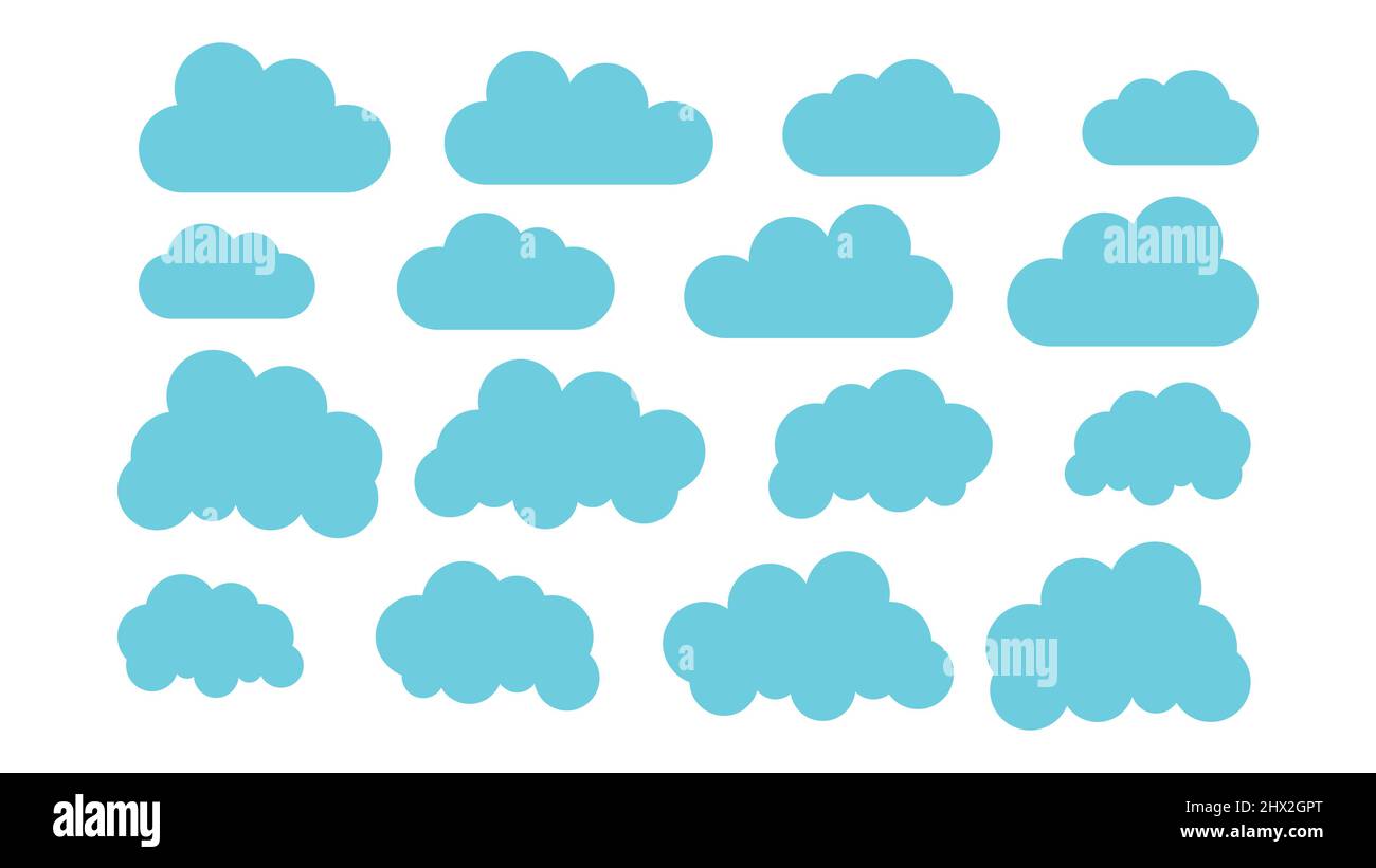 Conjunto de nubes aislado en imagen vectorial de fondo blanco. Ilustración del Vector