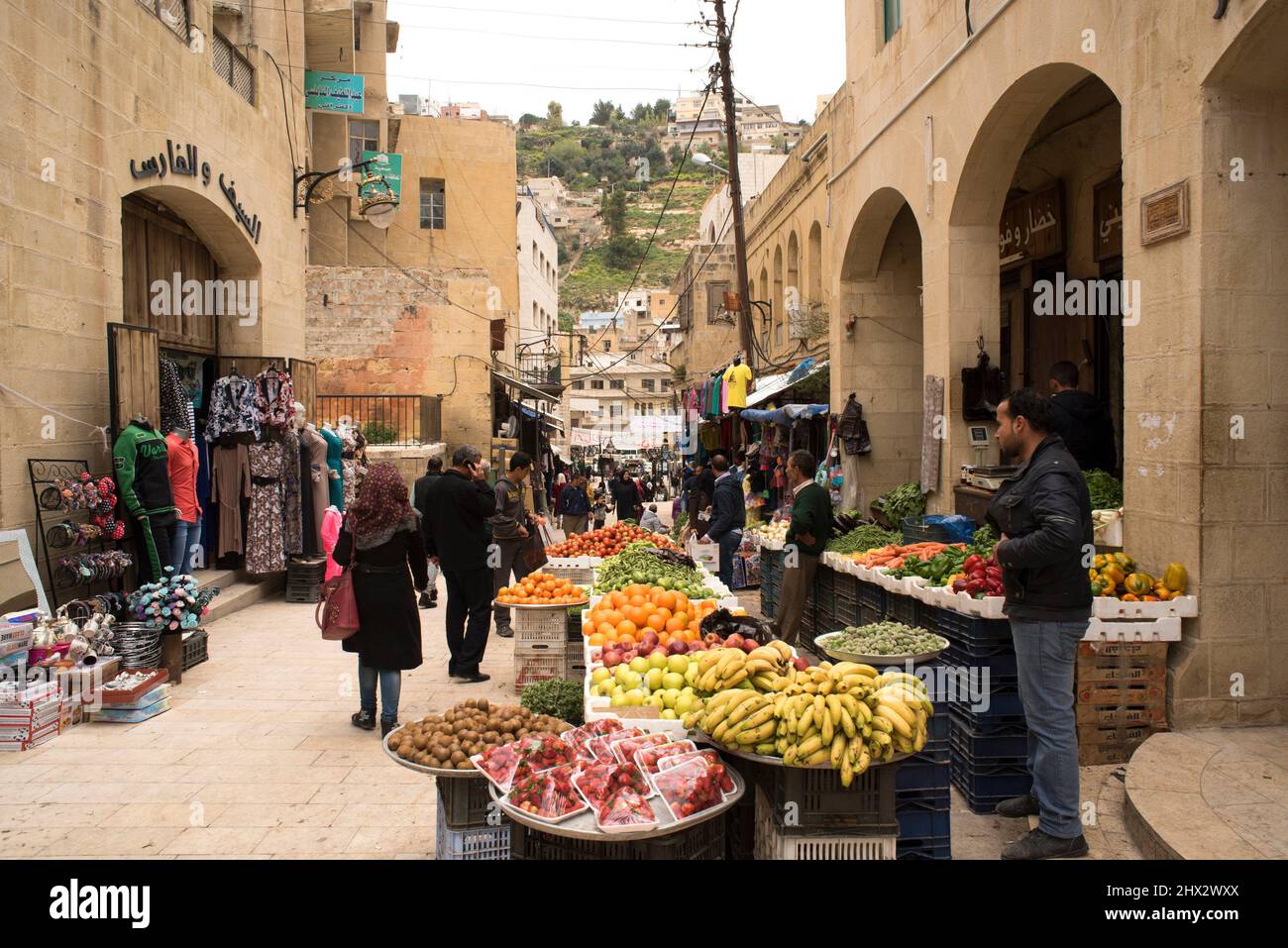 Ciudad Al-Salt, Patrimonio de la Humanidad de la UNESCO. Gobernación de Balqa, Jordania. Foto de stock