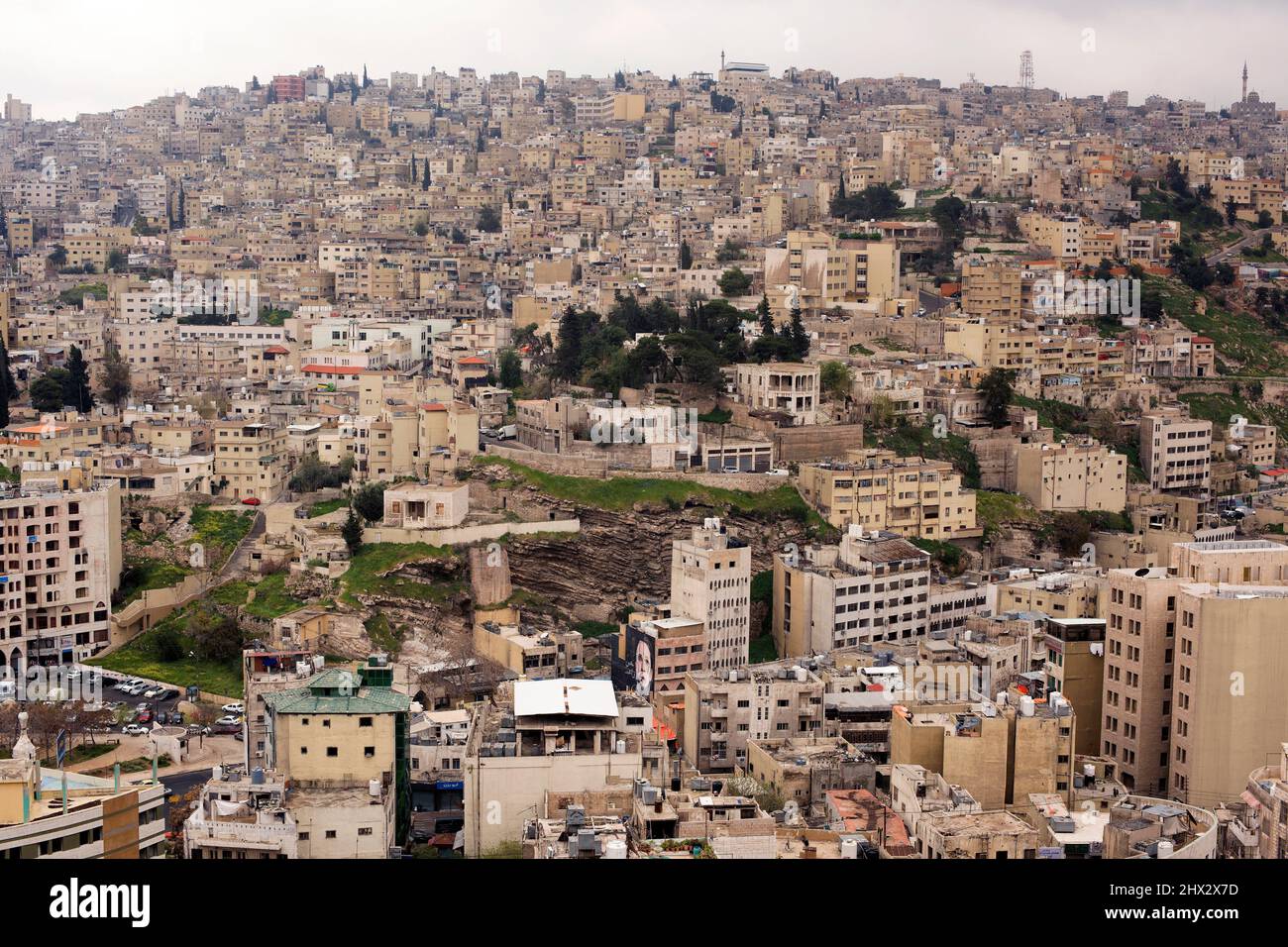 Ammán (capital de Jordania), vista panorámica desde la Ciudadela. Foto de stock