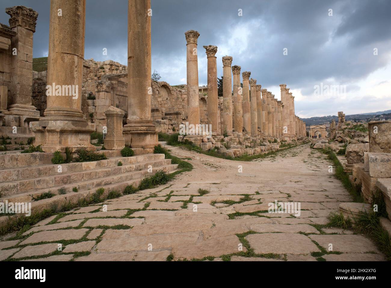 Jerash, Cardo Maximus (calle columnata). Jordania. Foto de stock