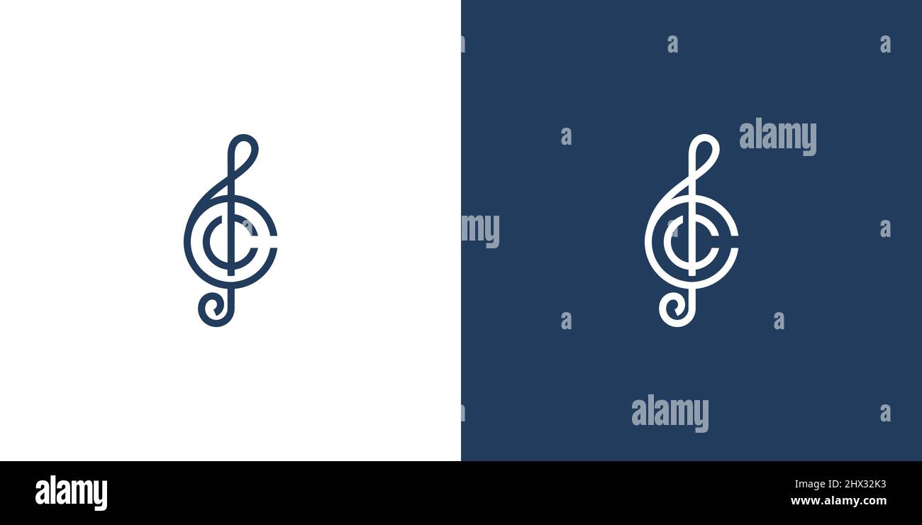 Diseño moderno y elegante del logotipo de la música de las iniciales C 2 Ilustración del Vector