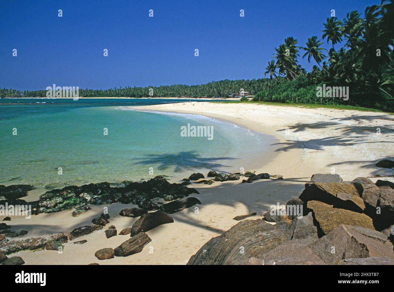 Sri Lanka. Unawatuna. Escena de playa. Foto de stock